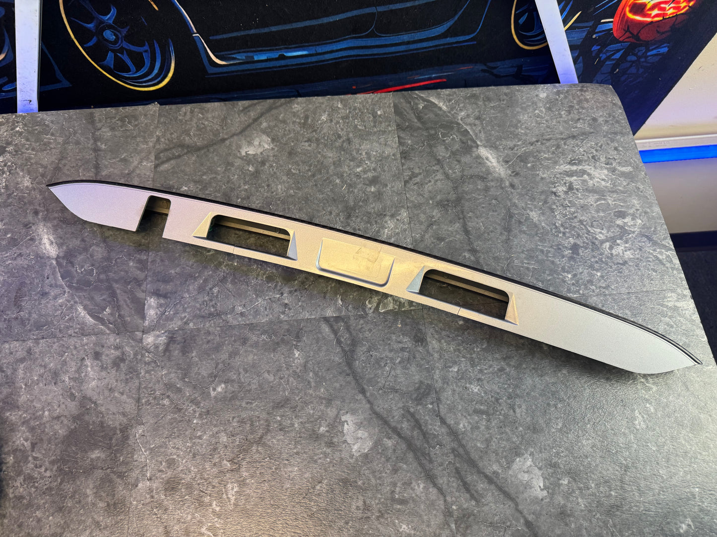 2015-2021 Subaru WRX STi Carbon Fiber Trunk Lid Garnish Trim License Light Panel Silver Underneath