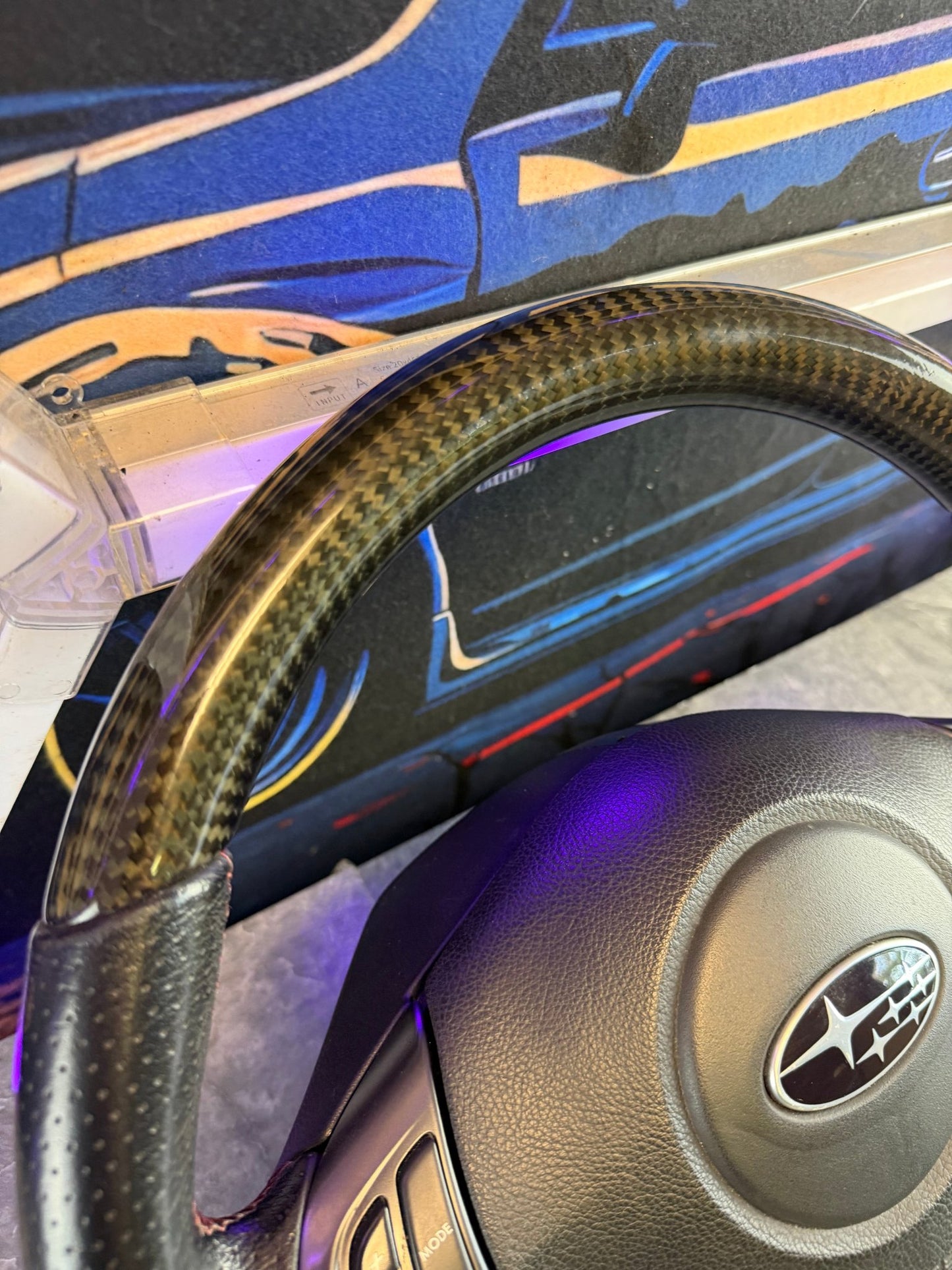 DAMD flat bottom steering wheel “ d “ shaped carbon fiber complete 08-14 Subaru STi & wrx