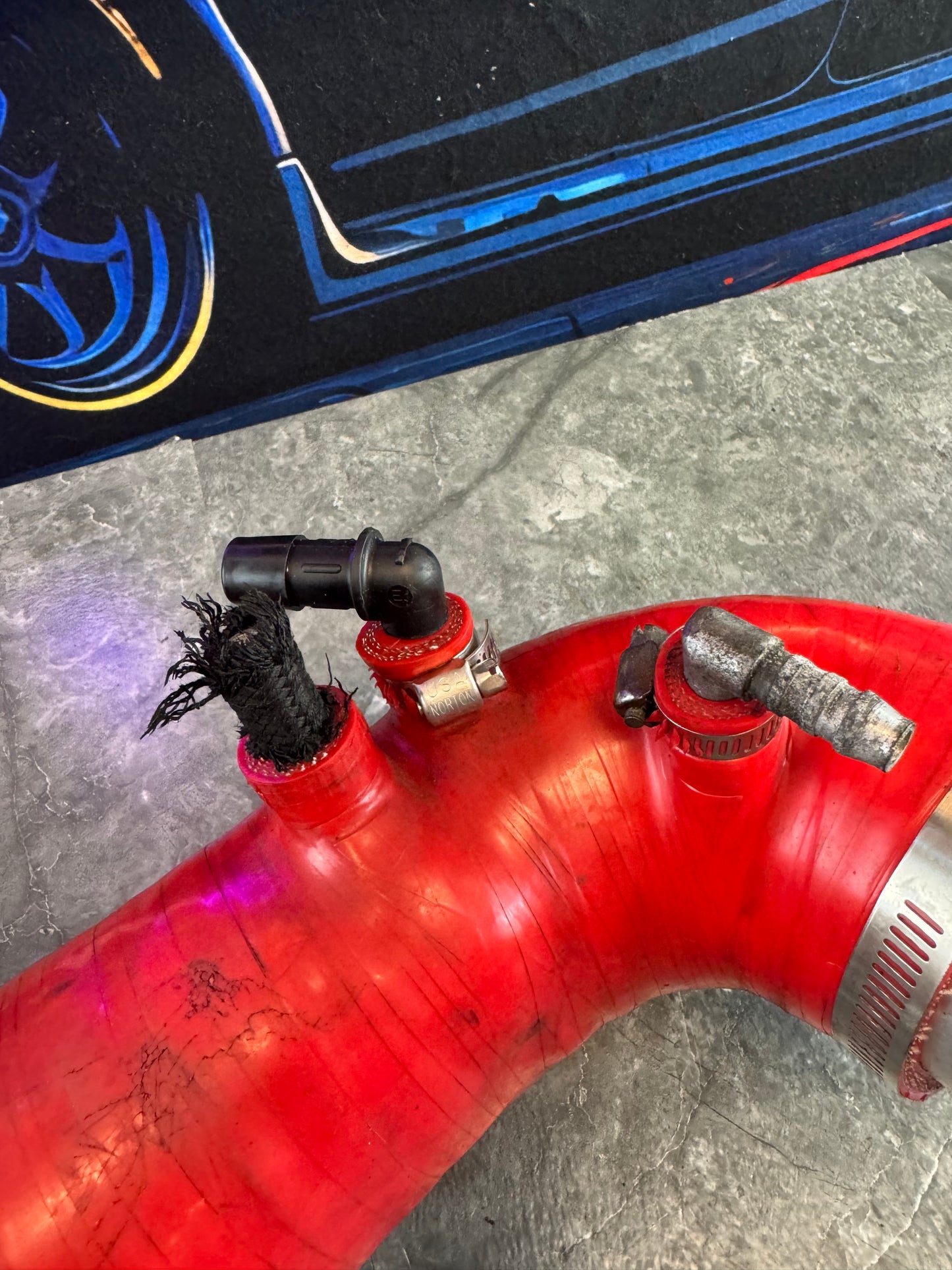 2002-2007 Subaru WRX 2004-2021 Subaru STi Aftermarket Red Silicone Turbo Inlet Red