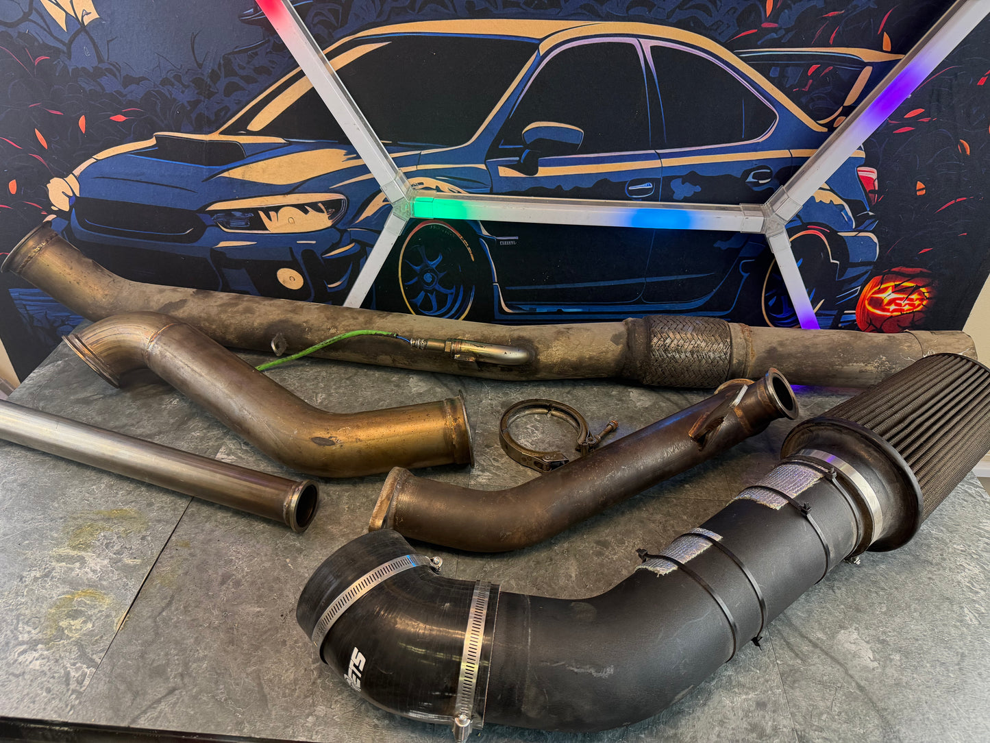 ETS extreme turbo systems rotated turbo kit 08-14 Subaru STi ej247 w/ up pipe , down pipe, ETS cold air intake