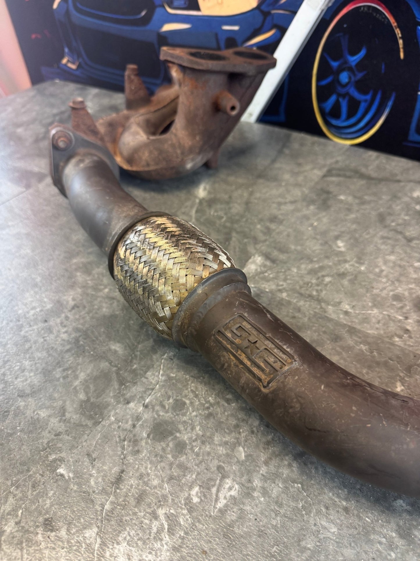 2004-2021 Subaru WRX STi OEM Cast Headers With Grimmspeed Header Crossover Pipe Exhaust