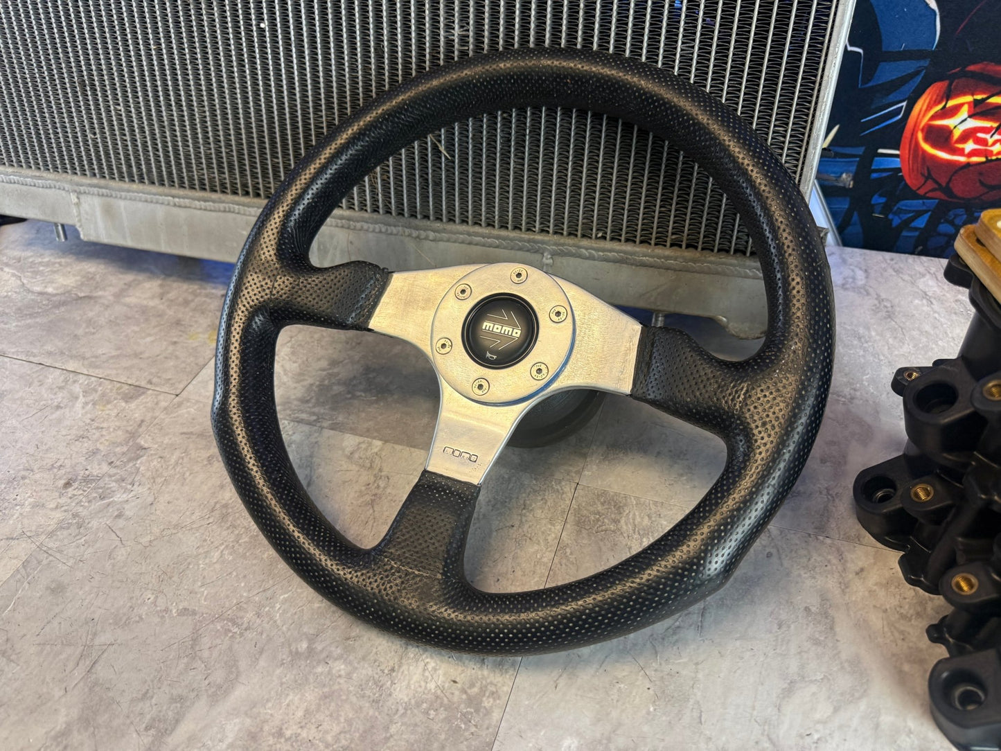 MOMO Italian Italy leather aftermarket steering wheel Subaru wrx & STi w: hub adapter 350 MM