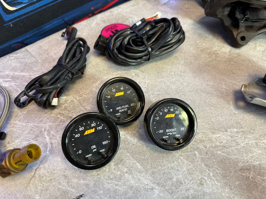 AEM x Line digital 52 MM gauges gauge set Subaru wrx & sti ej257 ej205 ej255 wideband 02 AFR air fuel ratio gauge , boost & oil pressure