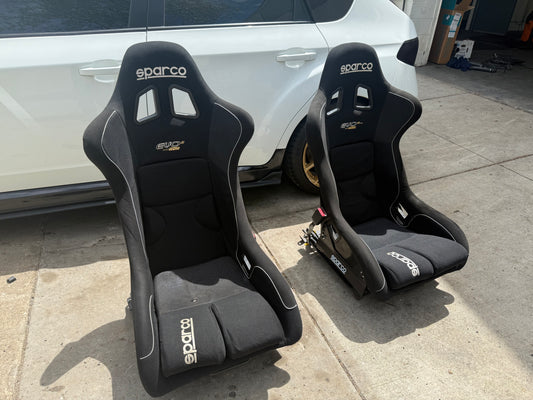 SPARCO EVO 2 racing bucket seats 2008-2014 WRX & Subaru STi Impreza 08-14 w/ side mounts & sparco sliders