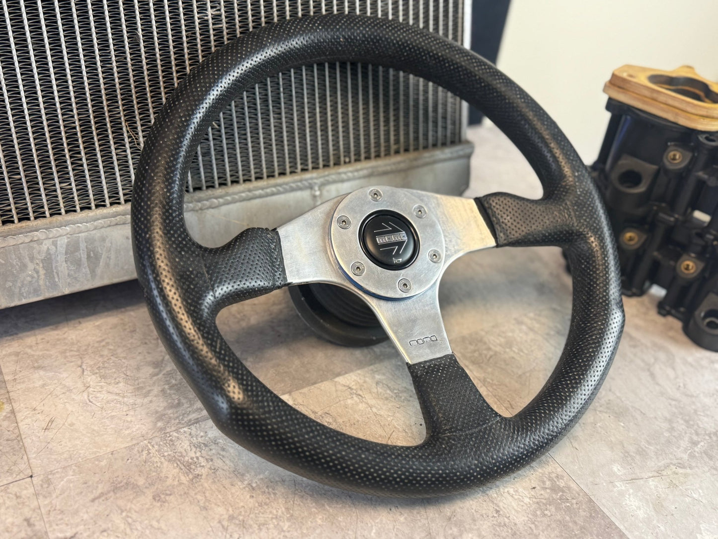 MOMO Italian Italy leather aftermarket steering wheel Subaru wrx & STi w: hub adapter 350 MM