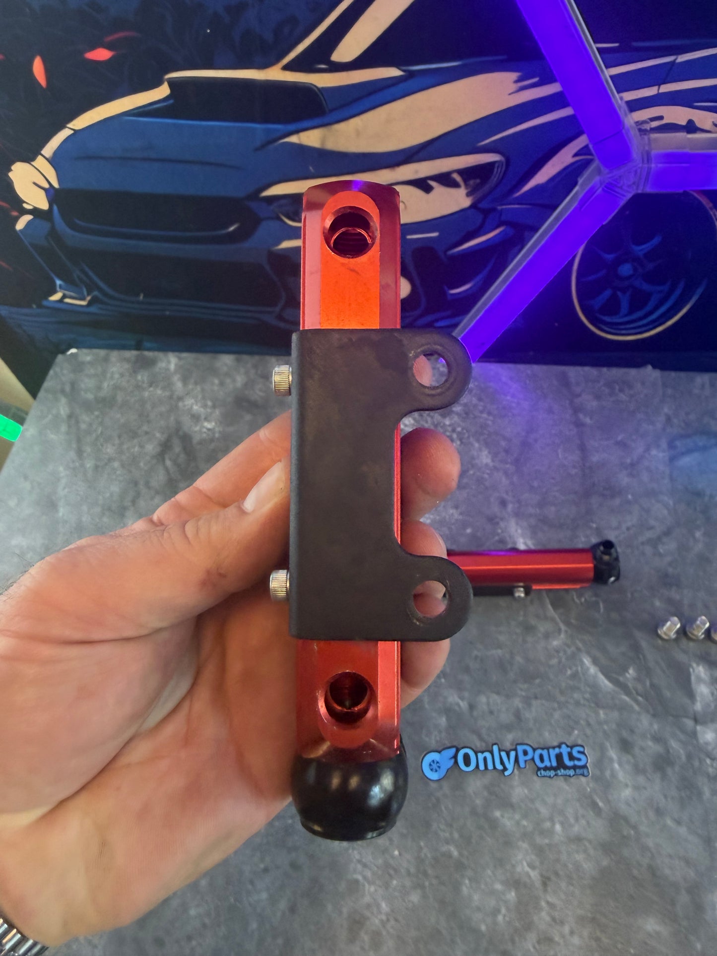 Areomotive fuel rails Subaru STi and wrx top feed billet red