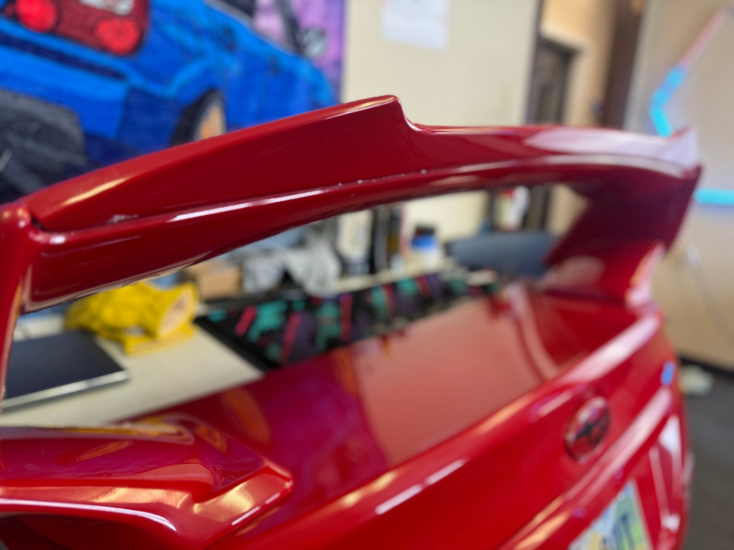 LIGHTNING RED 2015 Subaru STi oem trunk & wing w/ gurney flap c7p back up camera