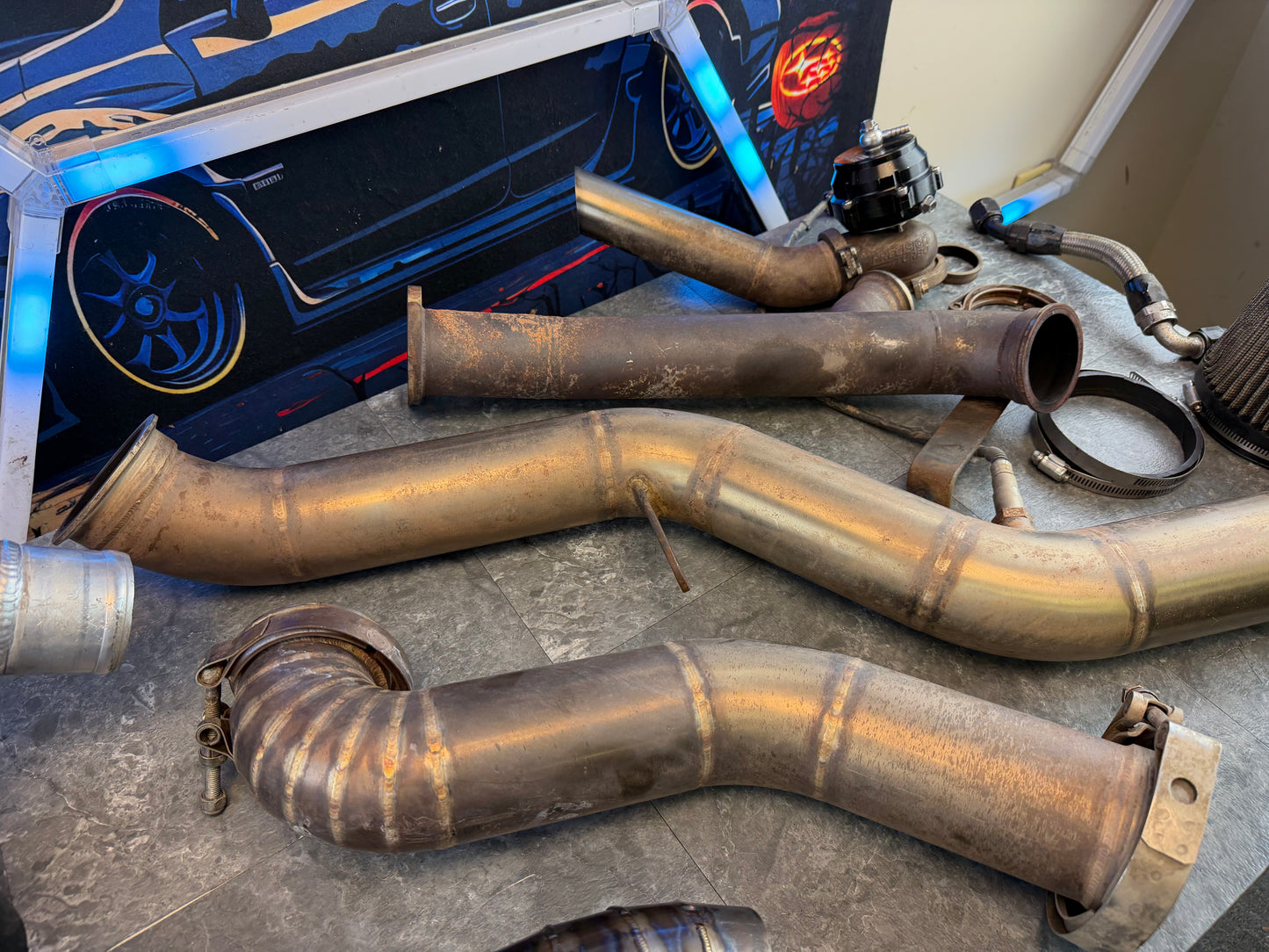 CUSTOM rotated turbo kit ( like ETS ) 08-21 STi 08-14 WRX w: PTE 6466 gen 900 HP & custom pie cut TITANIUM intake SUBARU
