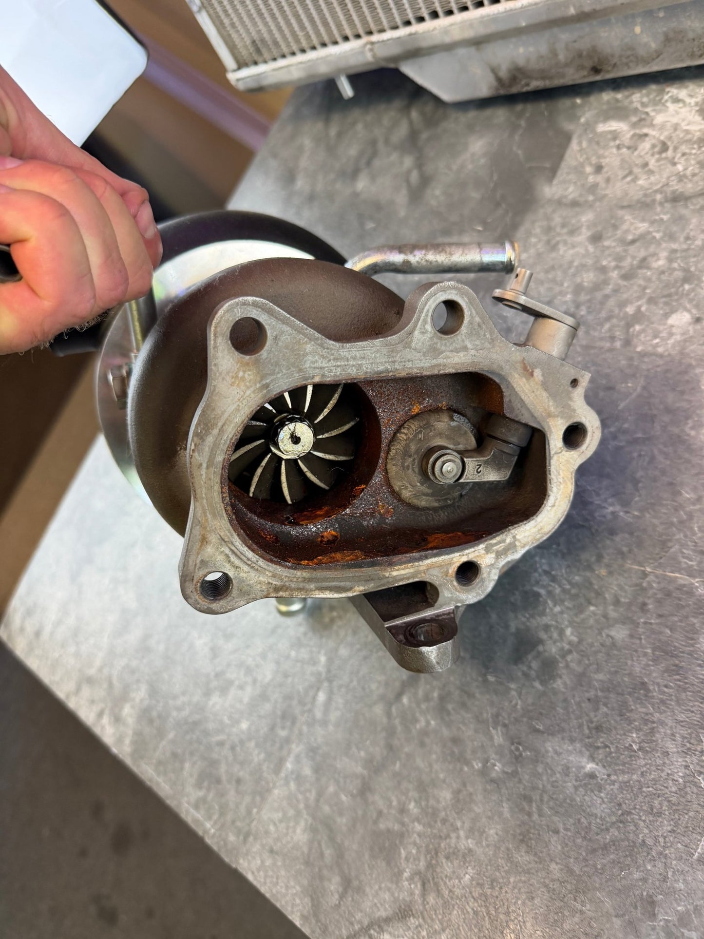 FP “ black “ stock location turbo Subaru STi & wrx ej257 forced performance 84 HTZ 3.25” cover JB 10 CM