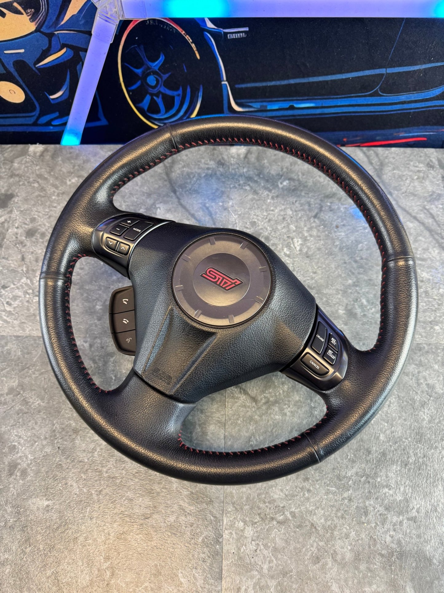 2008-2014 Subaru WRX STi OEM Steering Wheel And Airbag Assembly Rare Black Accenting