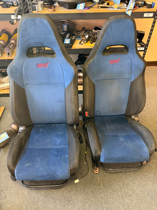 SUBARU oem STi seats front pair 2002-2007 wrx & Impreza cherry blossom pink logo