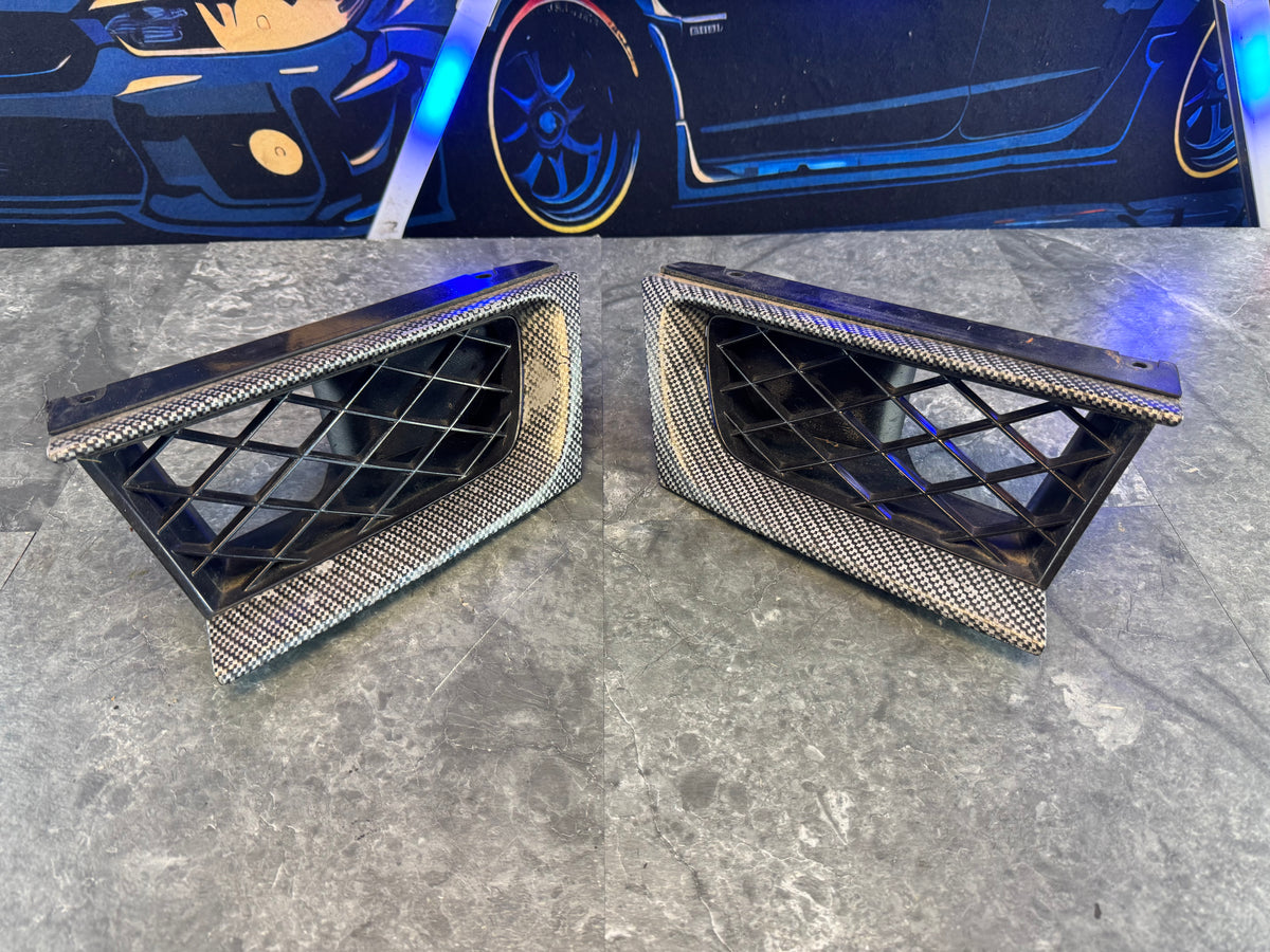 2006-2007 Subaru WRX STi OEM Front Bumper Grill Inserts LH And RH Hydrodipped