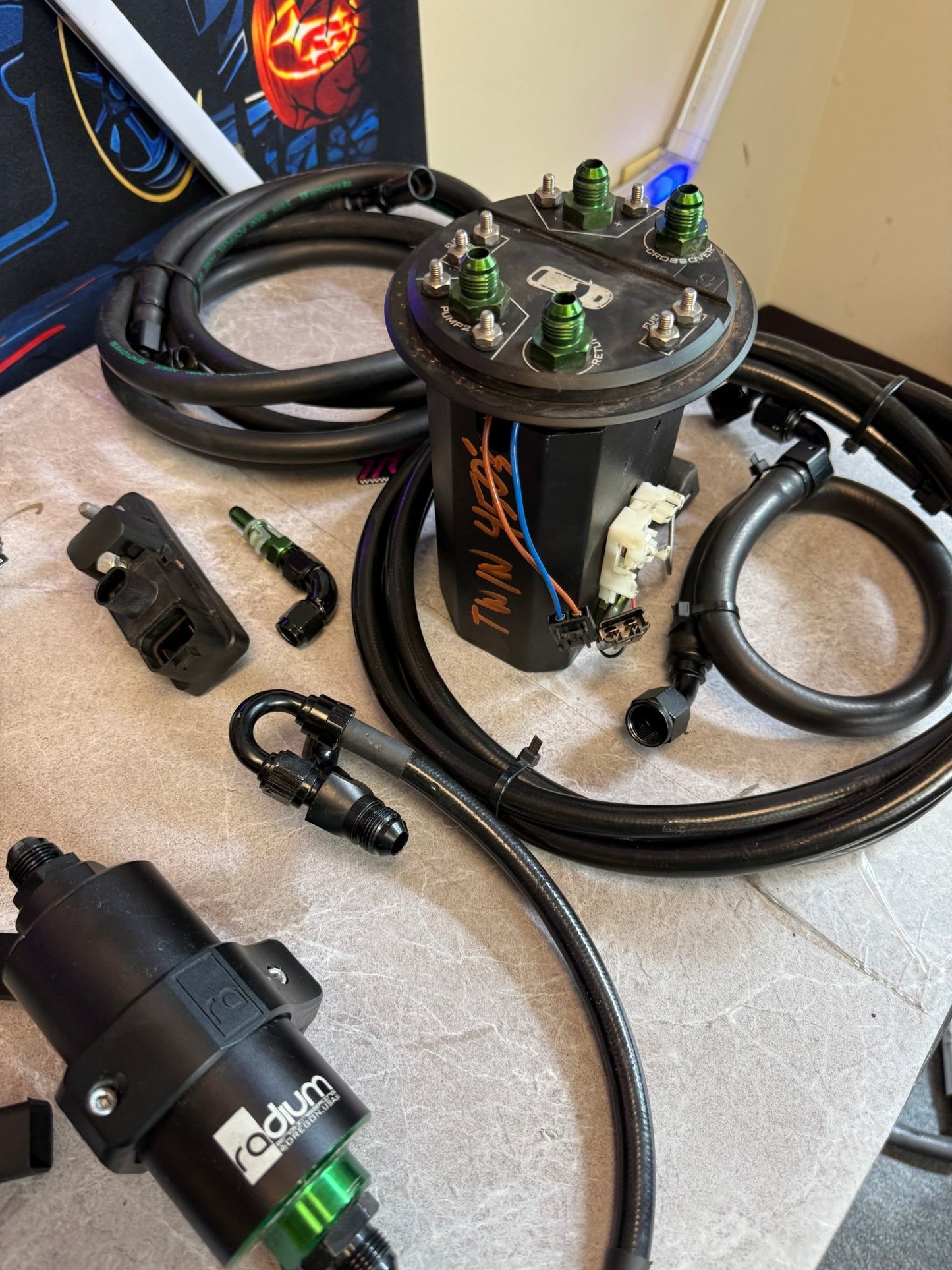 RADIUM ENGINEERING twin walbro fuel pumps & kit 08-14 Subaru STi & wrx 450 LPH TI automotive I - WIRE