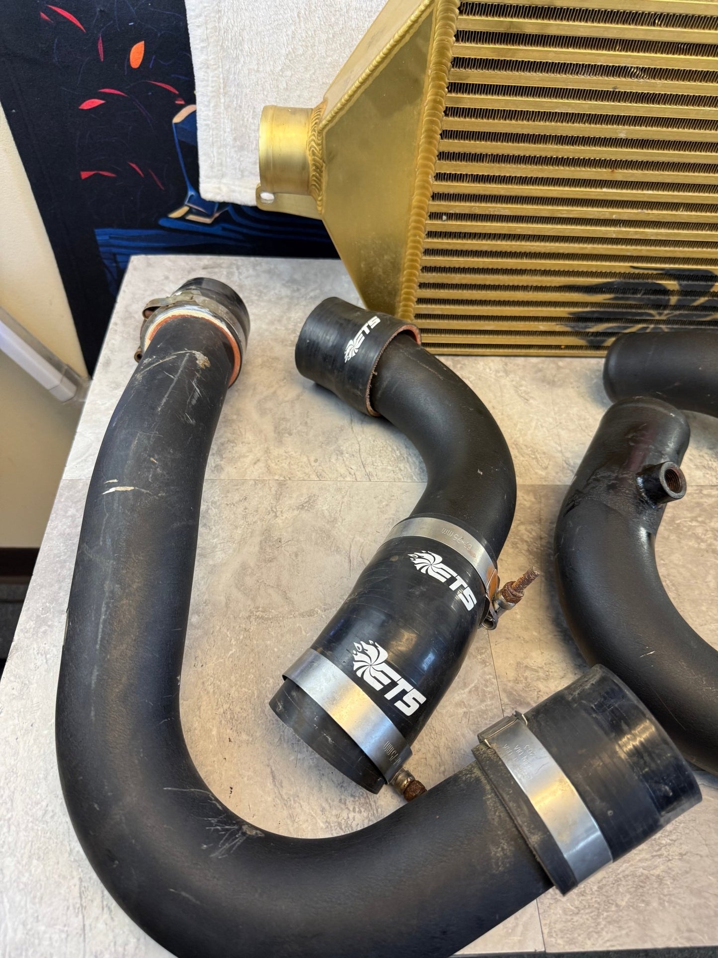 ETS extreme turbo systems FMIC kit front mount intercooler kit 08-14 Subaru STi rotated kit