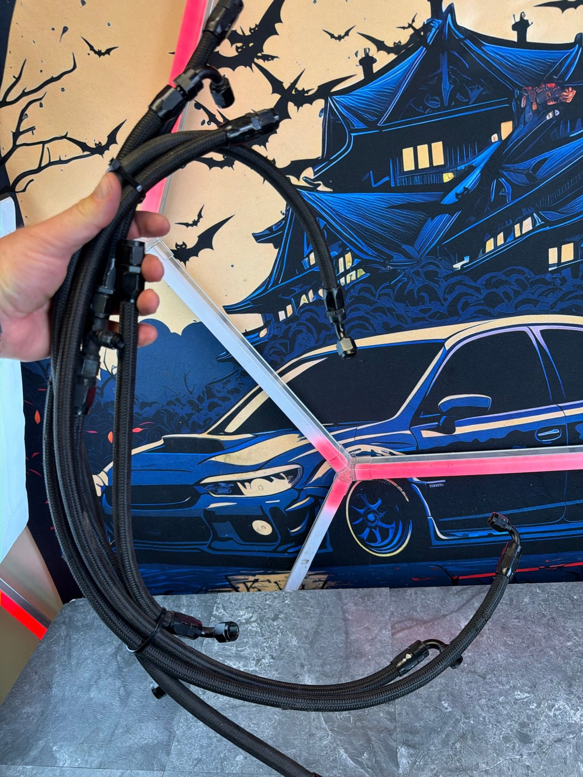 FUEL lines braided SS stainless steel Subaru STi & wrx w/ fittings