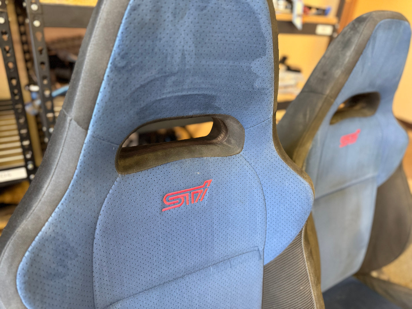 SUBARU oem STi seats front pair 2002-2007 wrx & Impreza cherry blossom pink logo