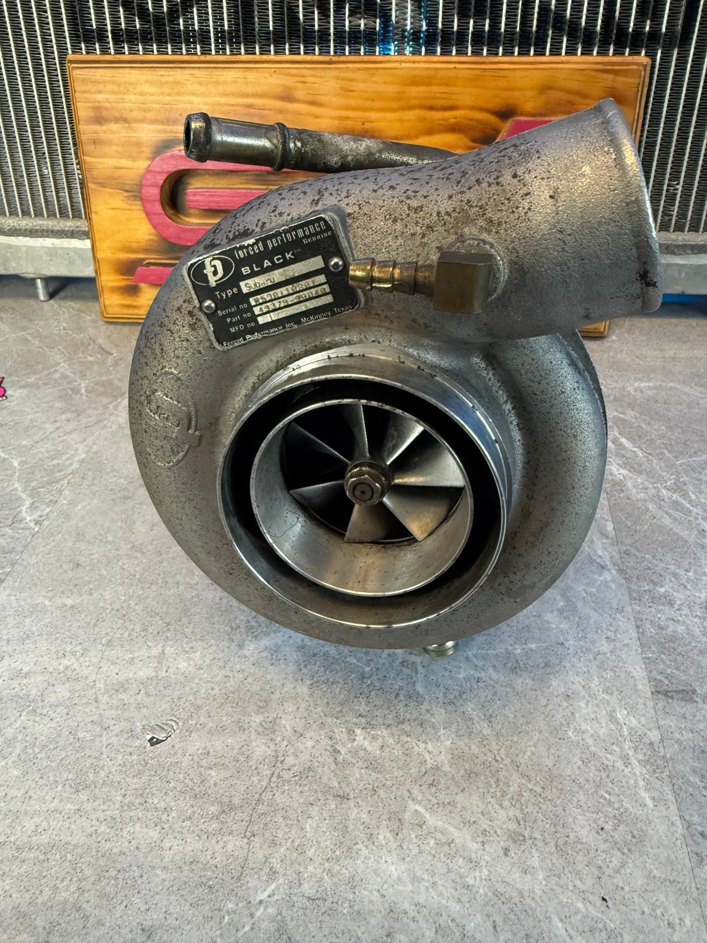 FP “ black “ forced performance stock location turbo for STi & Subaru wrx billet 3” 10cm