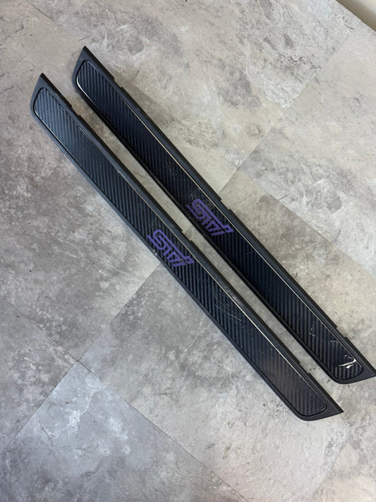 Subaru OEM 08-14 Door Sill Plate Subaru Impreza WRX STi 94060FG070 94060FG070 With Carbon Fiber Wrap