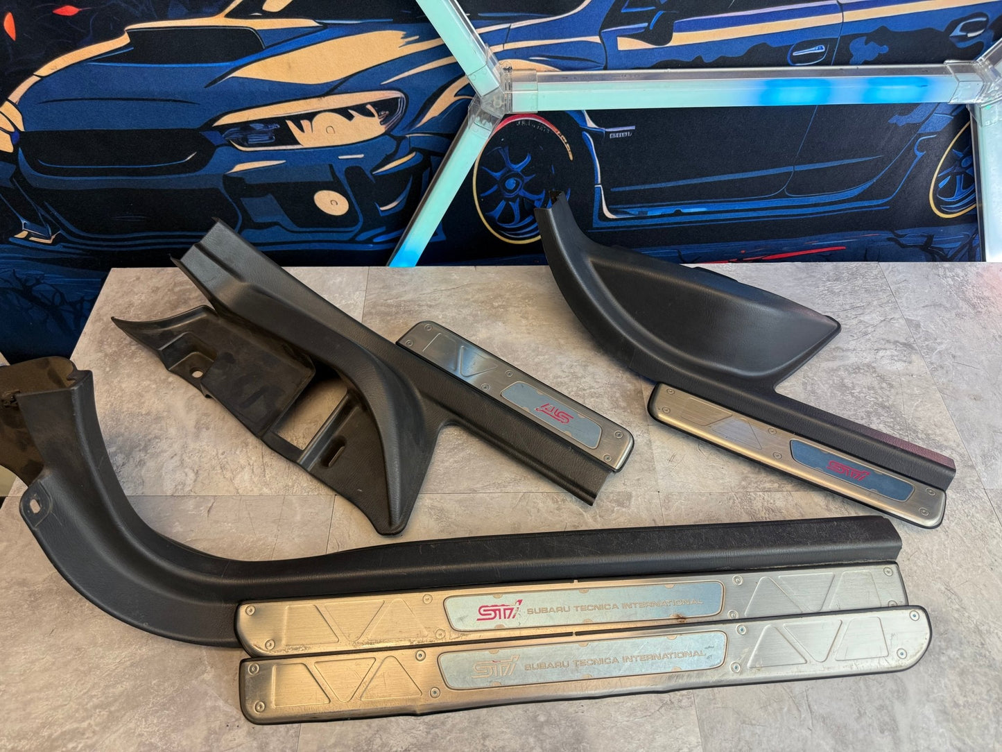JDM STi 02-07 Subaru STi & WRX / Impreza Sedan Scuff Plates Door Sills