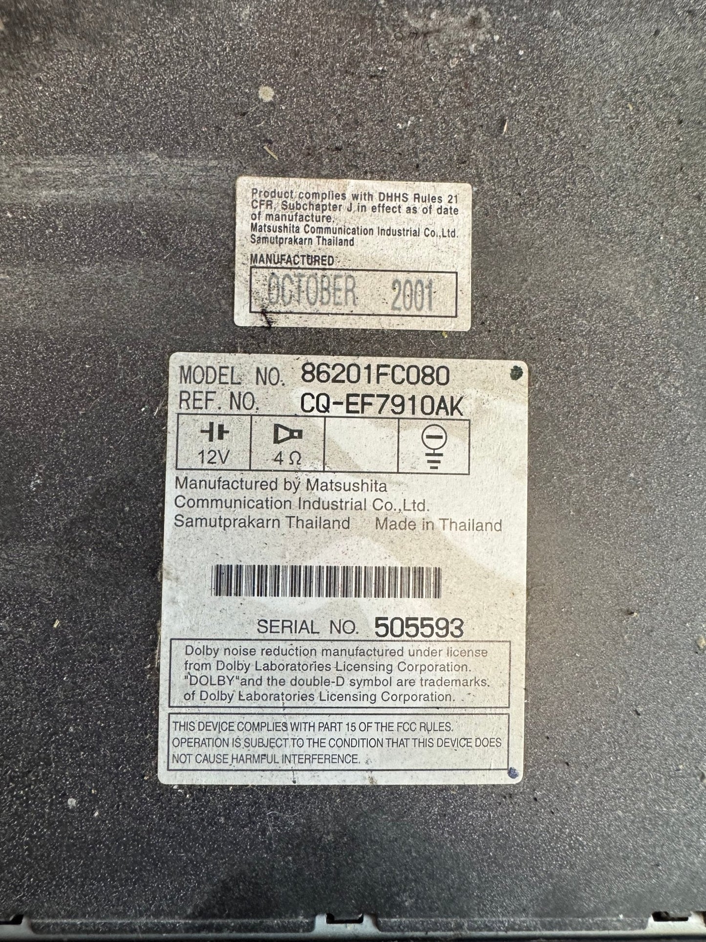 Subaru OEM 01-04 Subaru Impreza WRX/Forester 6 Disc Radio Control Unit Stereo Deck
