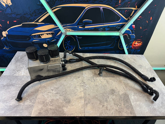 Custom PCV System Oil Catch Can With Braided Lines With Fittings