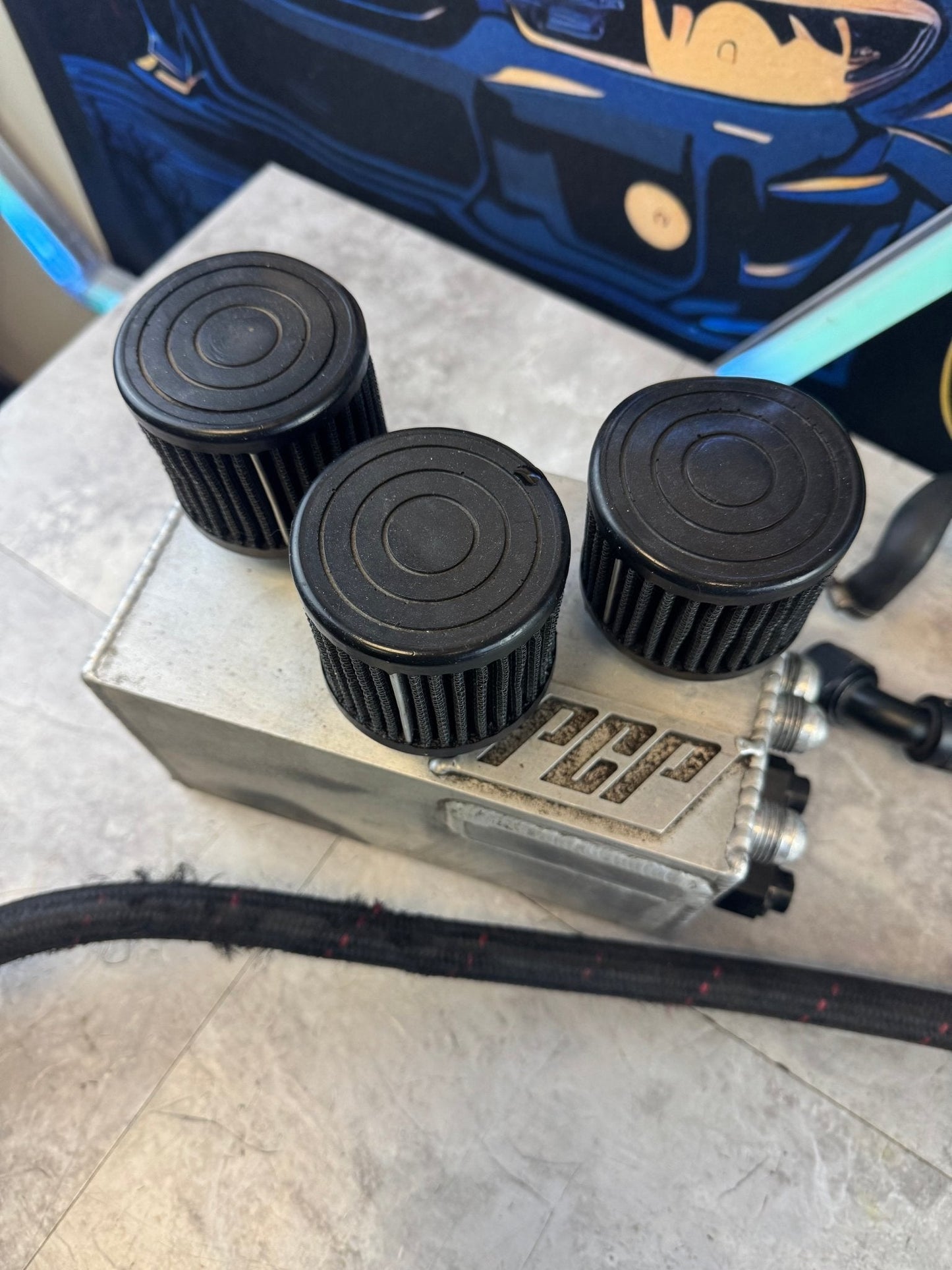 Custom PCV System Oil Catch Can With Braided Lines With Fittings