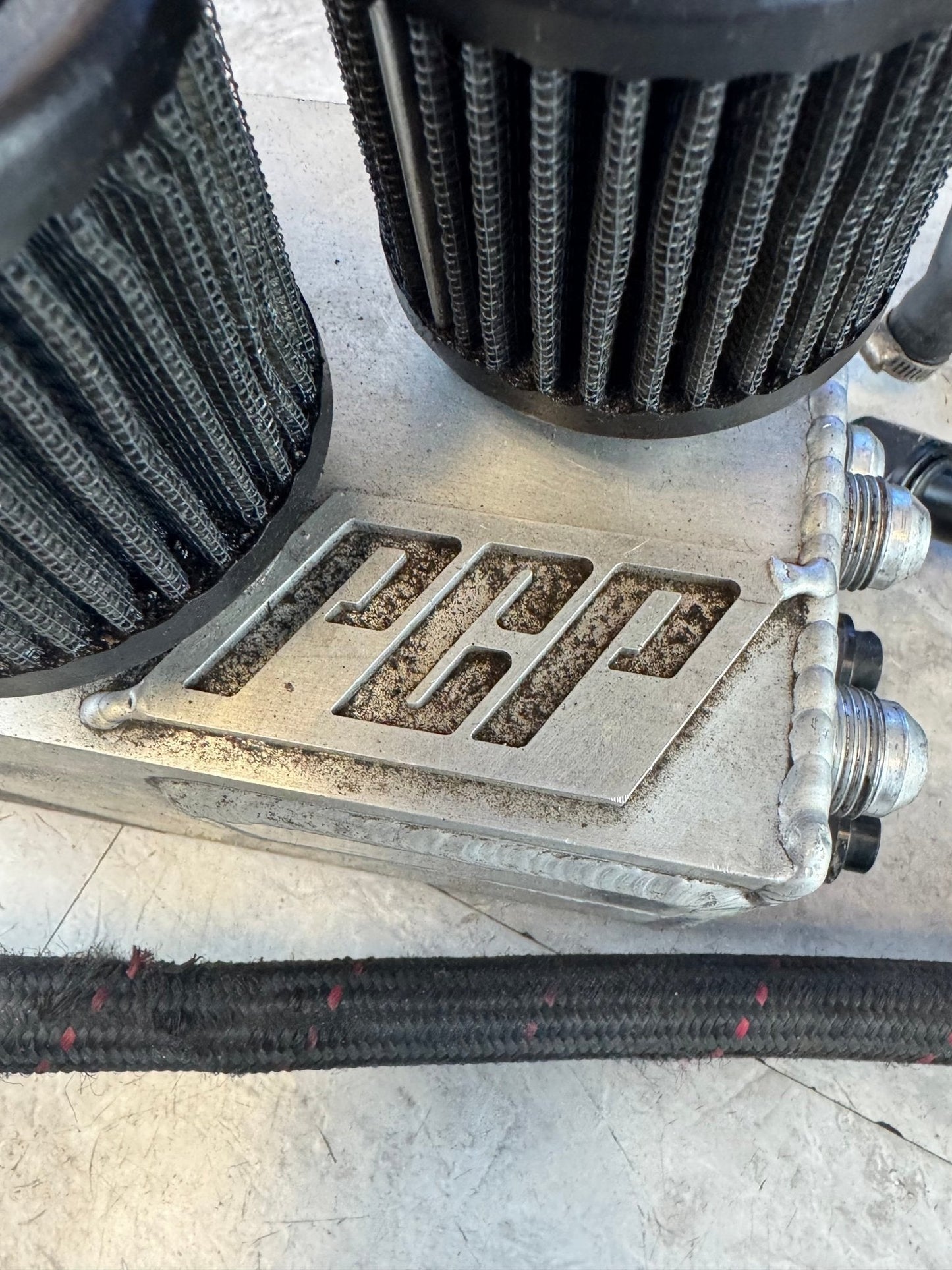 Custom PCV System Oil Catch Can With Braided Lines With Fittings