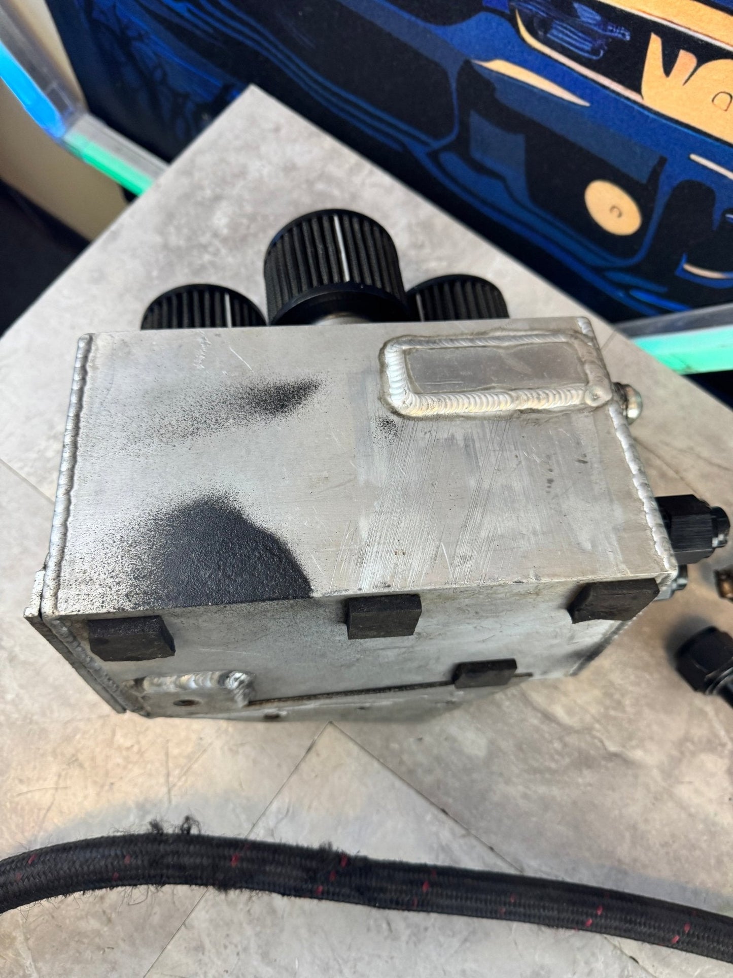 Custom PCV System Oil Catch Can With Braided Lines With Fittings