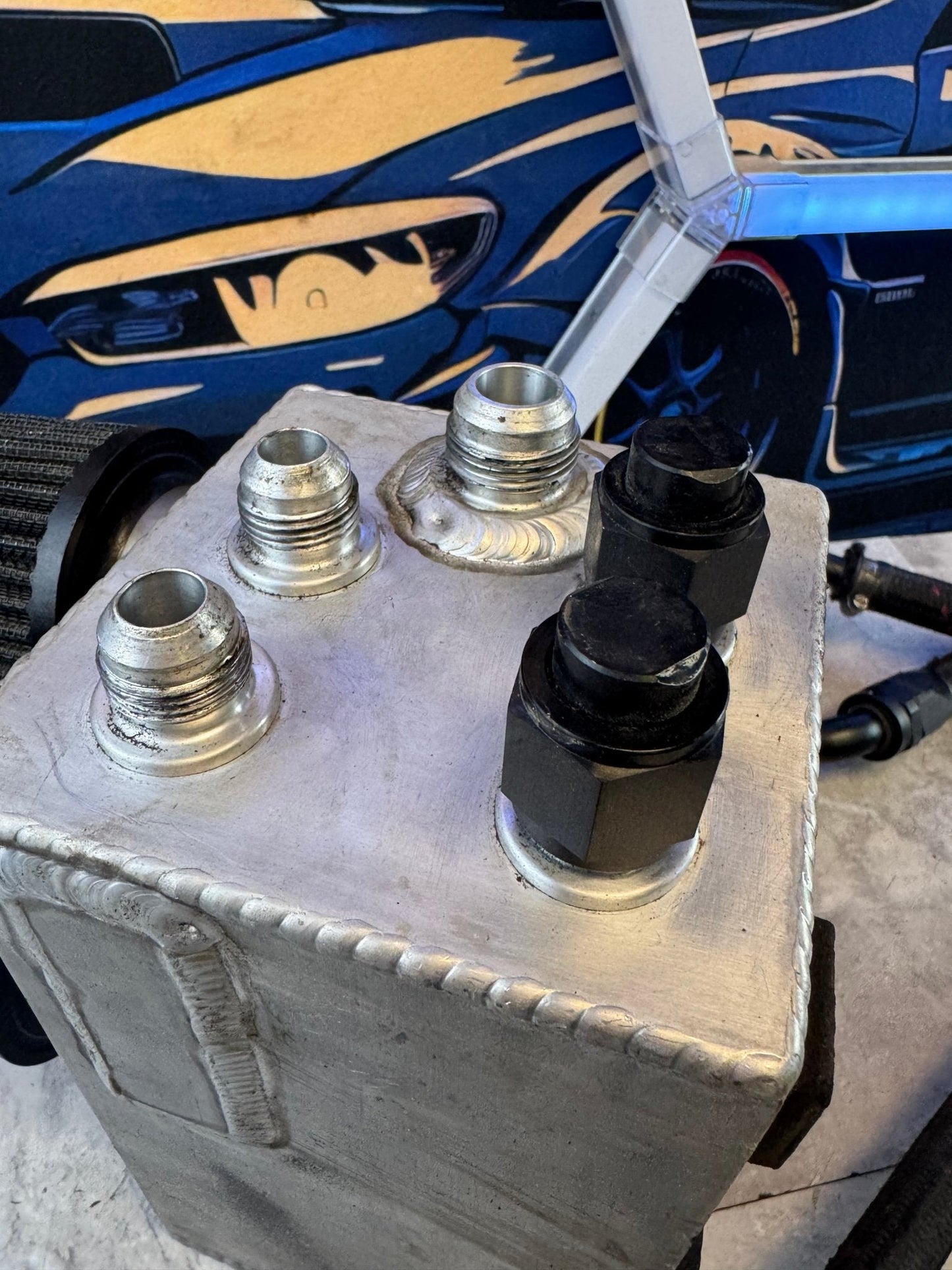 Custom PCV System Oil Catch Can With Braided Lines With Fittings