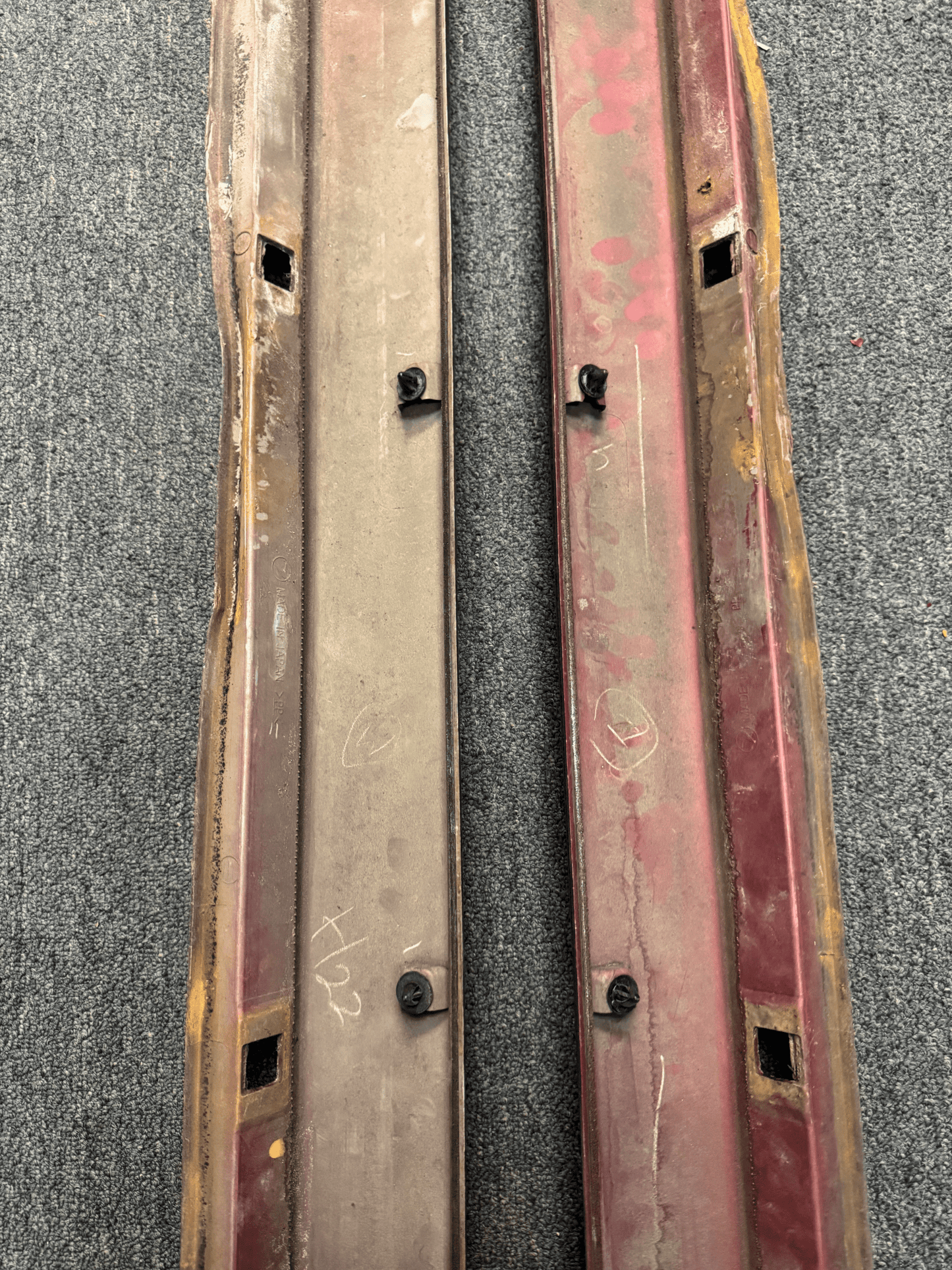 2003-2008 Subaru Forester XT CRP Cayenne Red Pearl OEM Side Skirts Pair (Strut Wall)