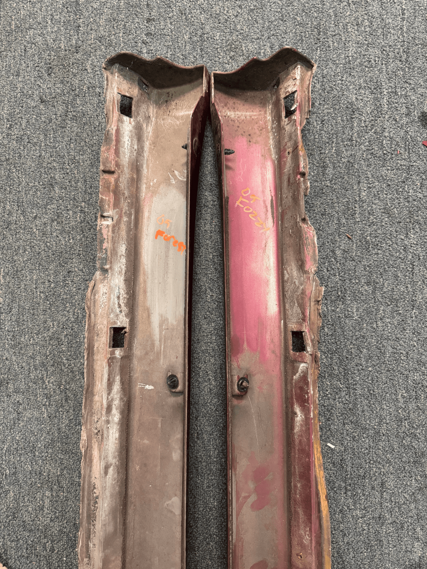 2003-2008 Subaru Forester XT CRP Cayenne Red Pearl OEM Side Skirts Pair (Strut Wall)