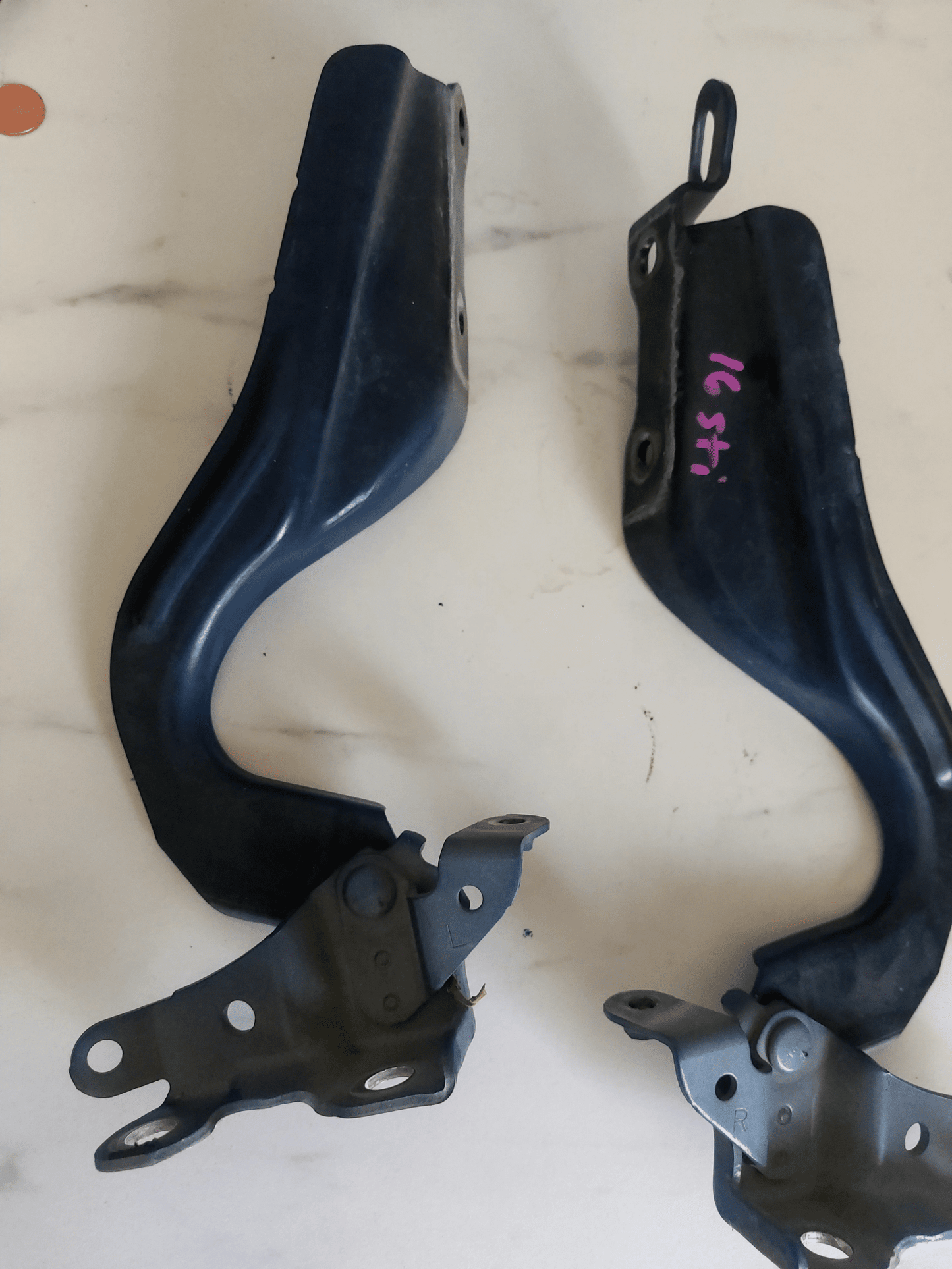 2015-2021 Subaru STi OEM Hood Hinges LH RH Pair Blue