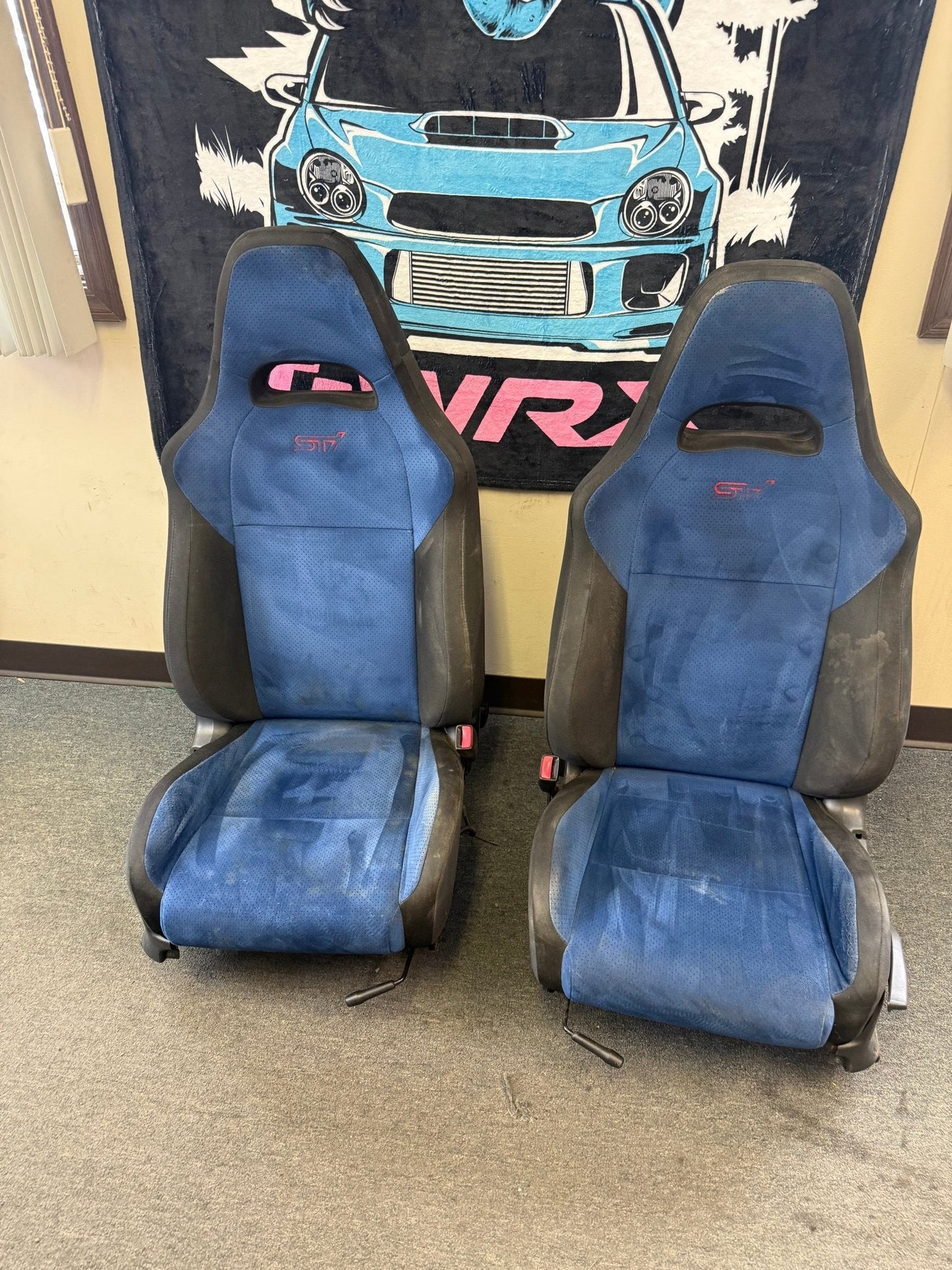 SUBARU STi Front Rear Seat Set WRX Swap OEM Alcantara 2002-2007 Pink Logo