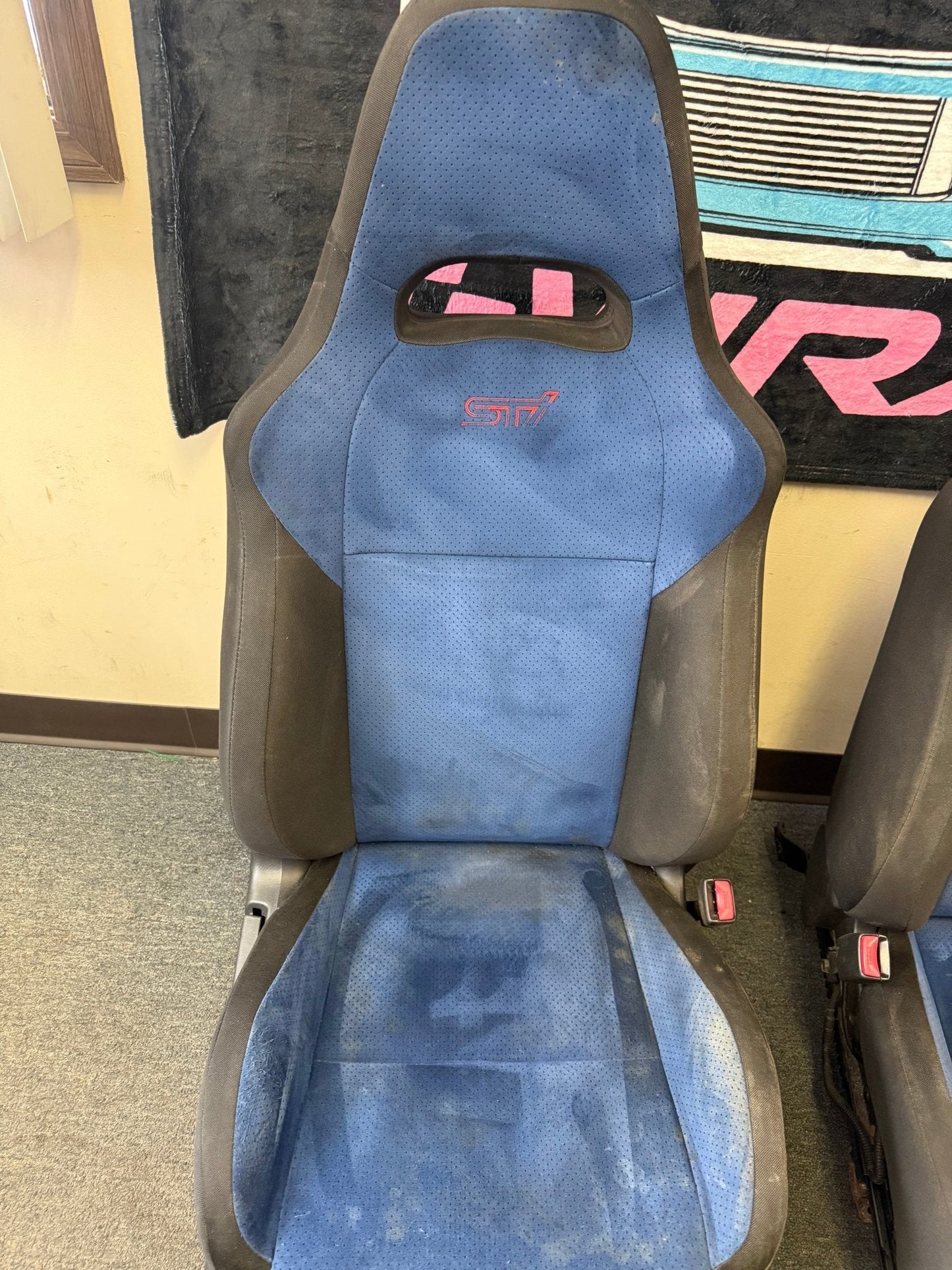 SUBARU STi Front Rear Seat Set WRX Swap OEM Alcantara 2002-2007 Pink Logo