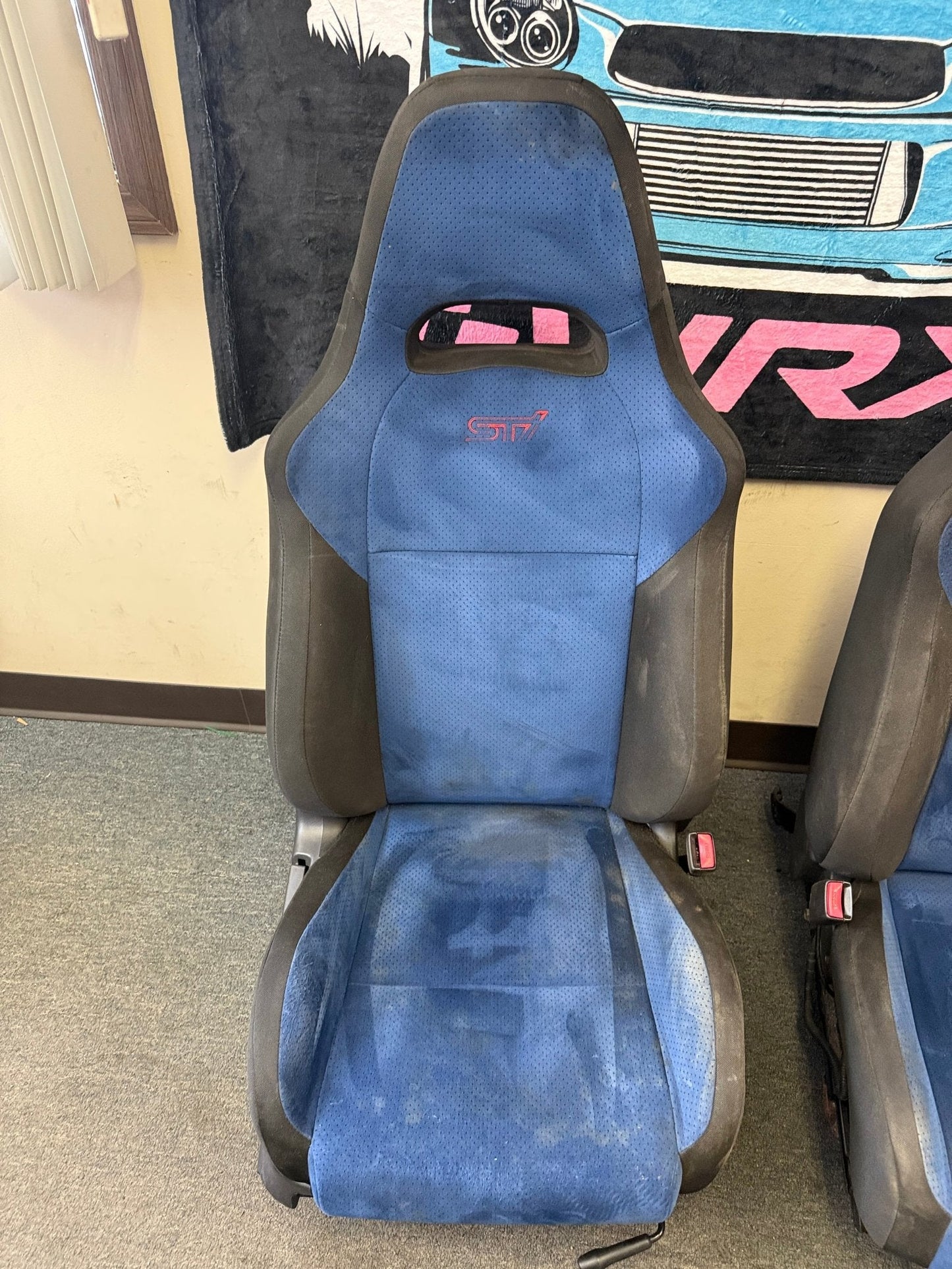 SUBARU STi Front Rear Seat Set WRX Swap OEM Alcantara 2002-2007 Pink Logo