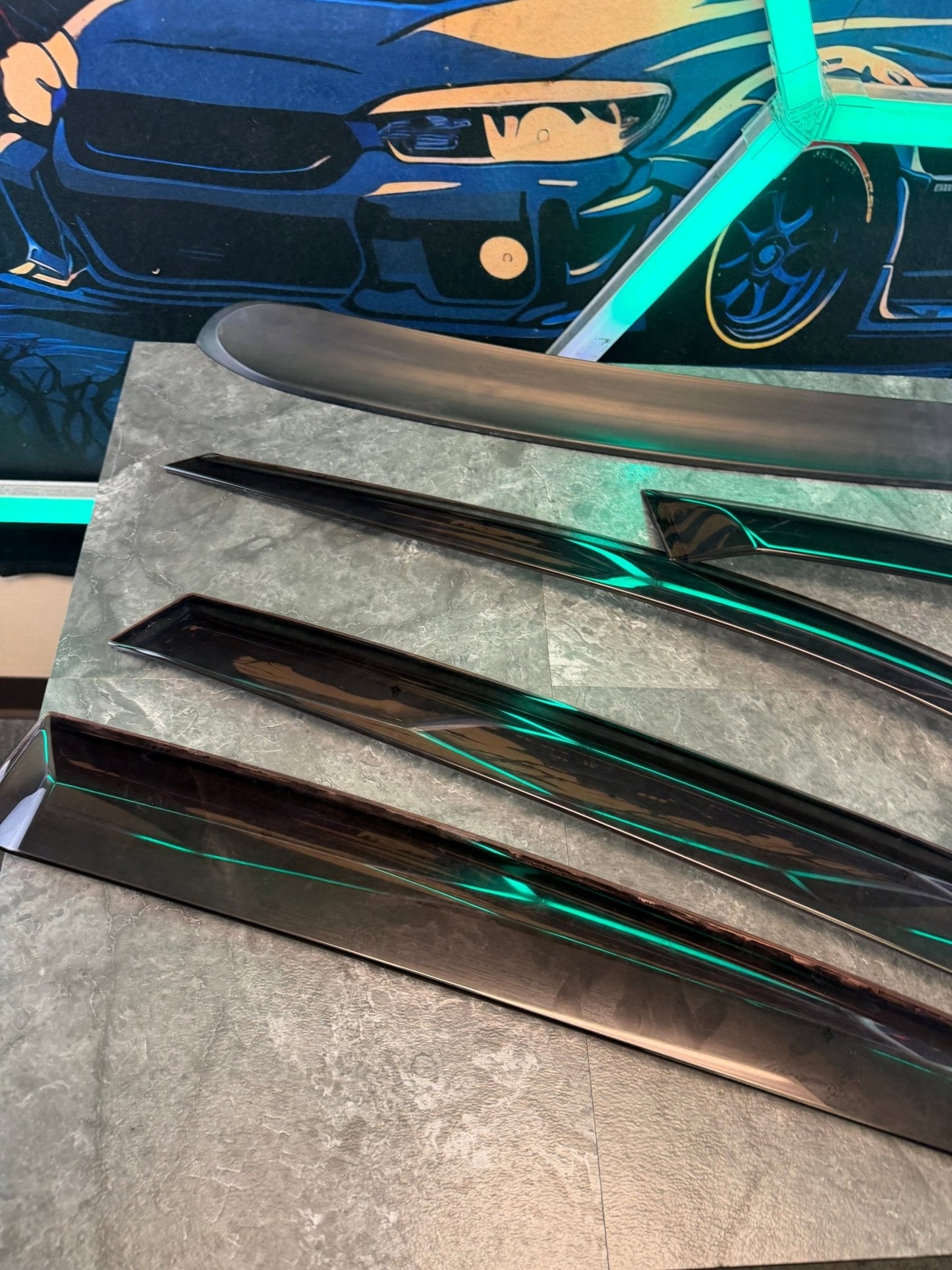 OEM 08-14 Subaru WRX/STi Window Rain Trim Guards/Rear Window Wing Spoiler King