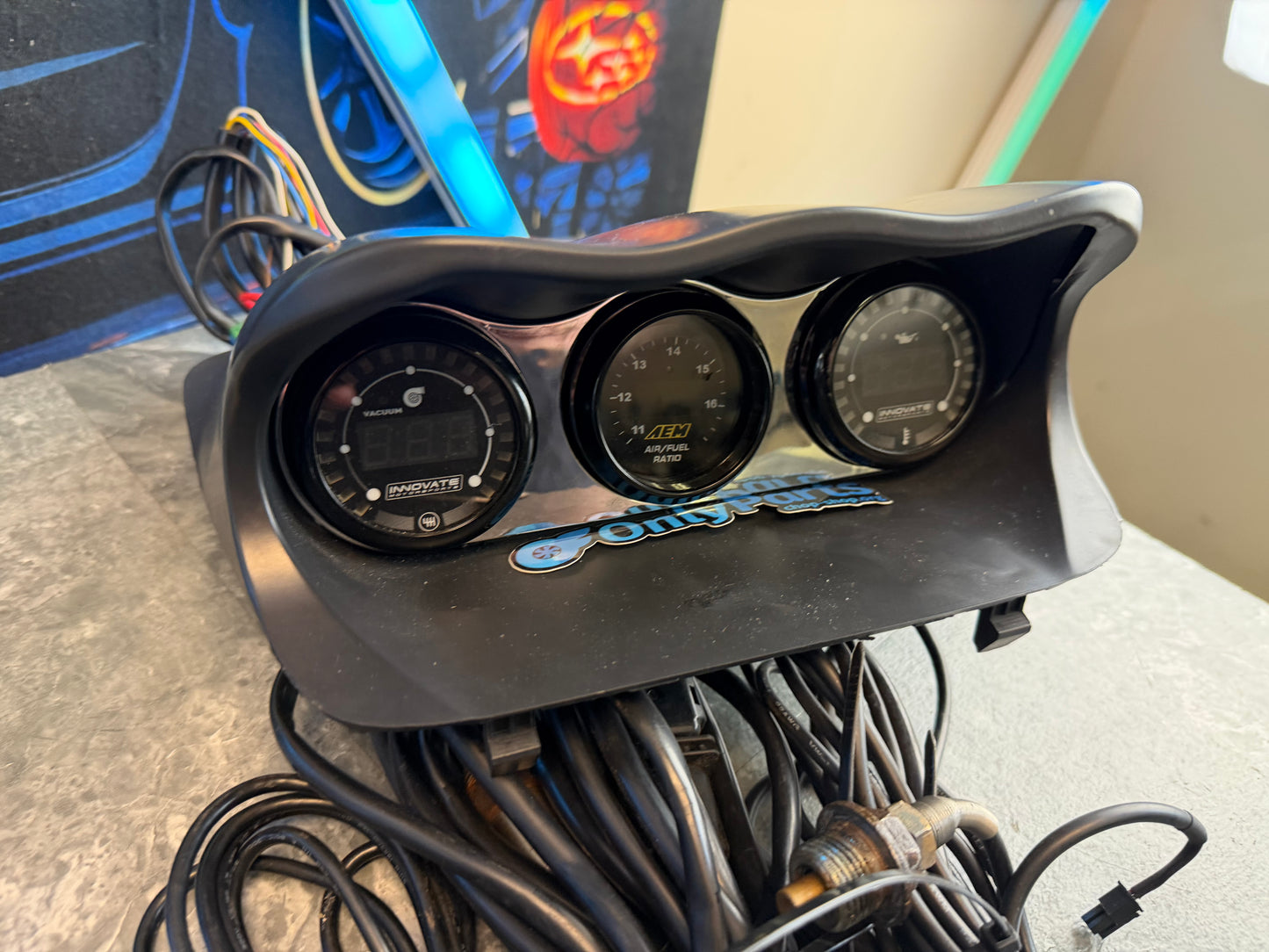 GAUGE  dash clock  2002 - 2007 wrx & 04 - 07 Subaru STi w/ ATI pod triple , aem AFR , innovative BOOST & oil temp