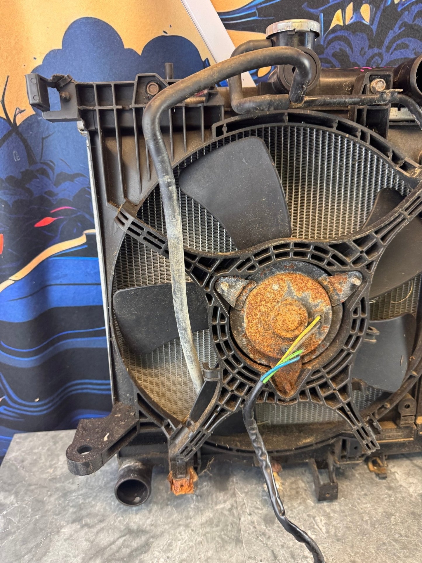 2002-2005 Subaru WRX STi OEM Radiator Assembly Fan Shroud