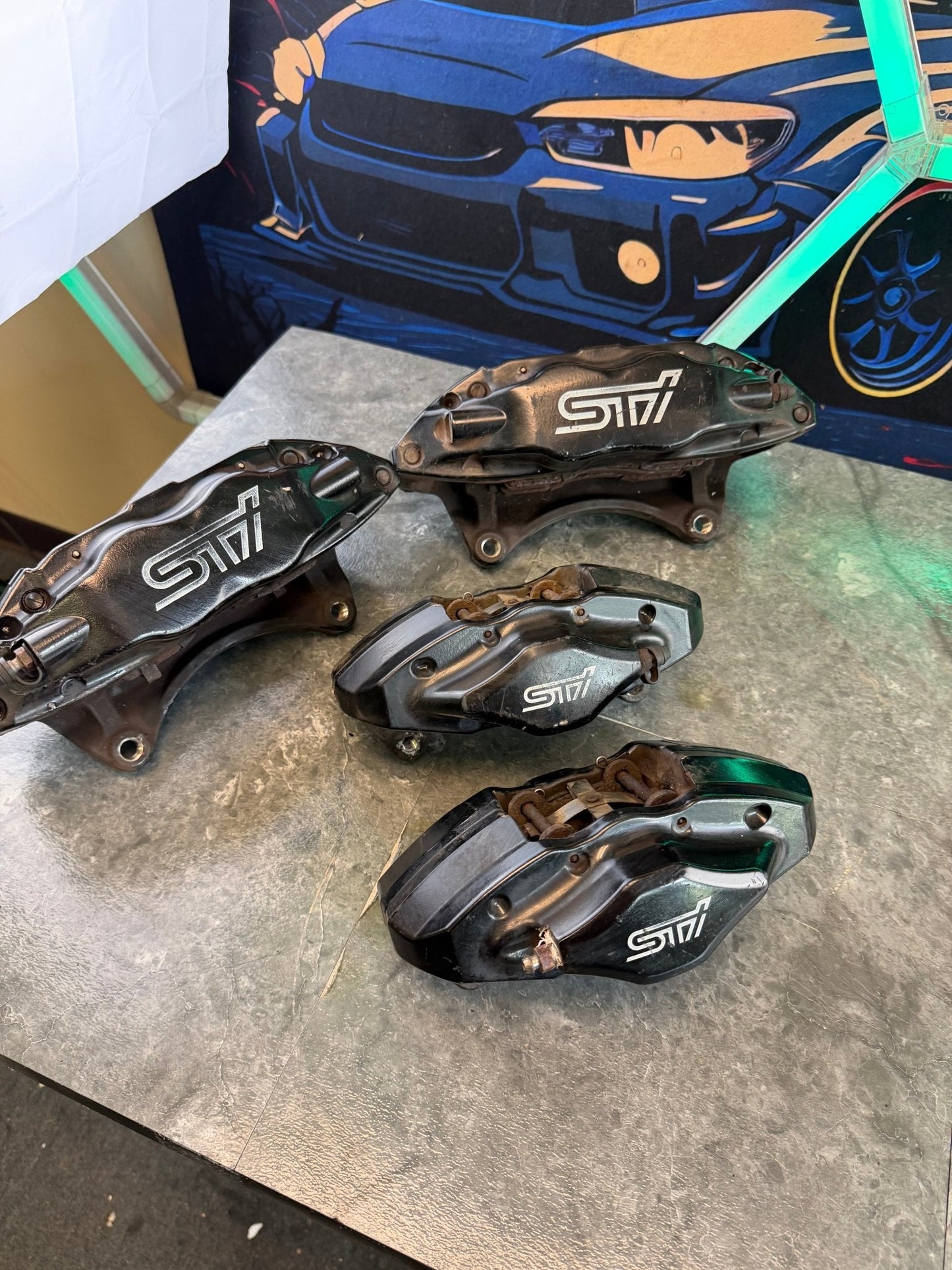 OEM brembo brake calipers 08-17 Subaru STi ( wrx swap ) front & rear w/ pads