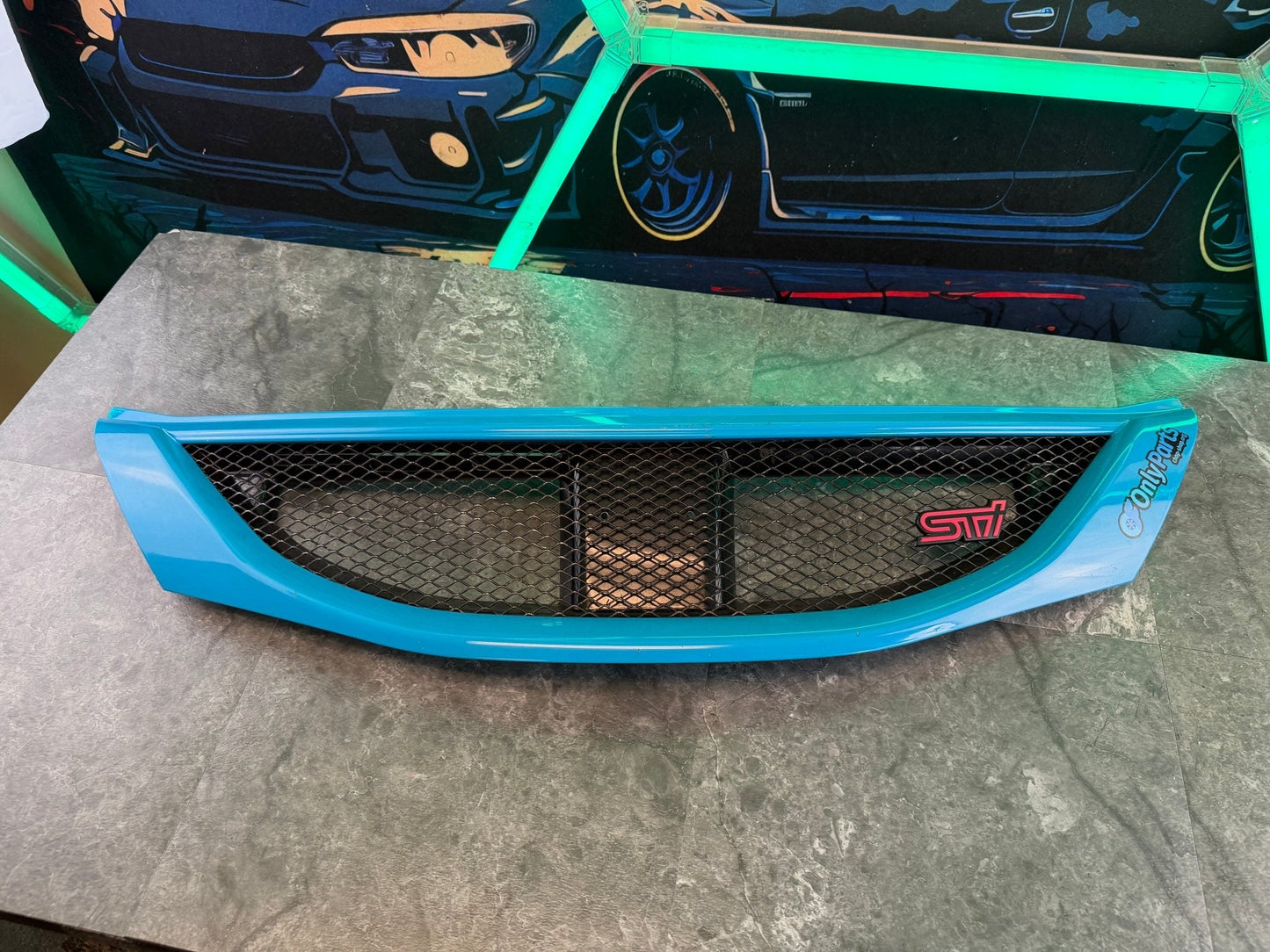 2008 - 2010 Subaru STi oem optional “ sport “ mesh grille assembly w: STi badge