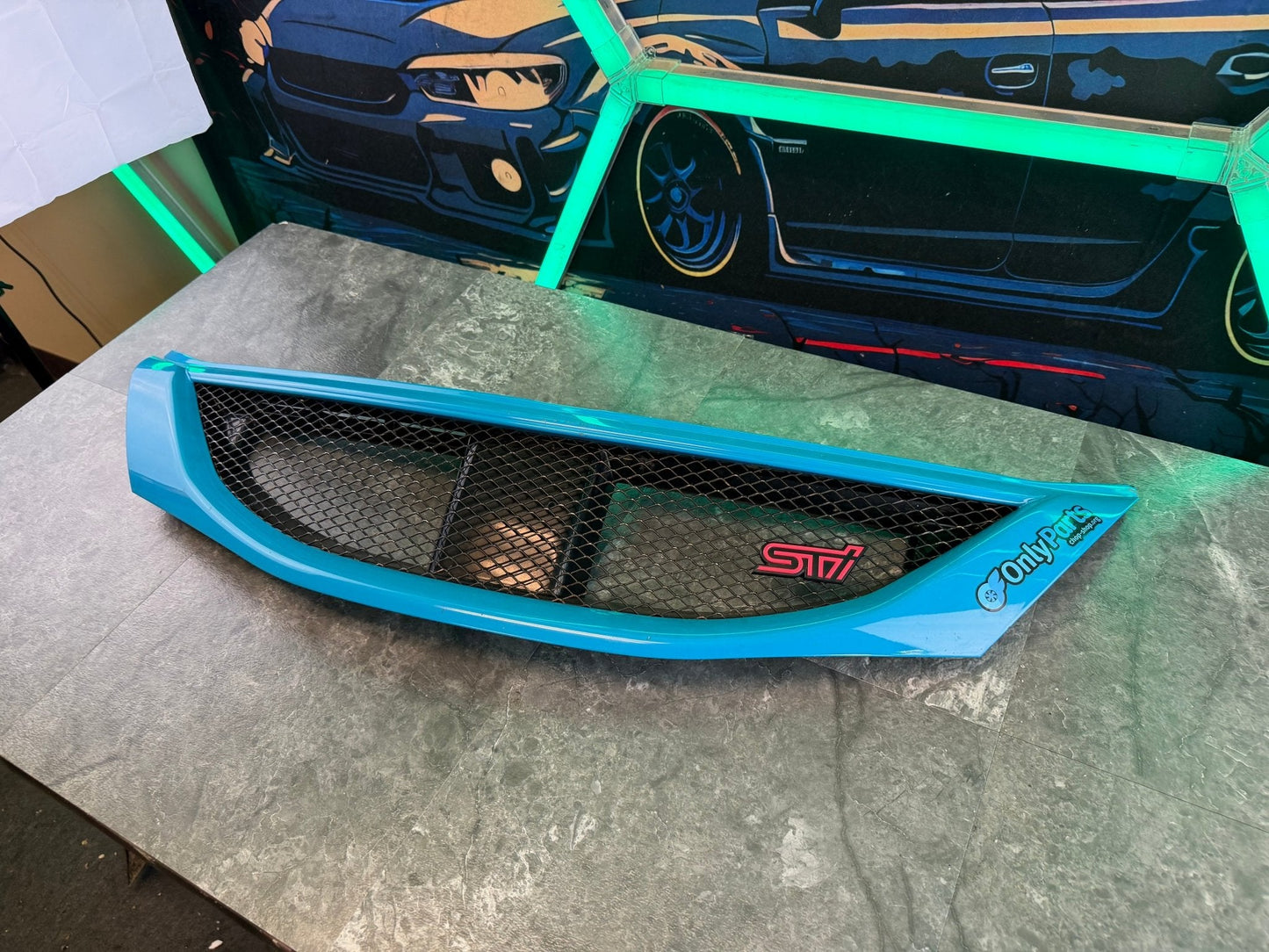 2008 - 2010 Subaru STi oem optional “ sport “ mesh grille assembly w: STi badge