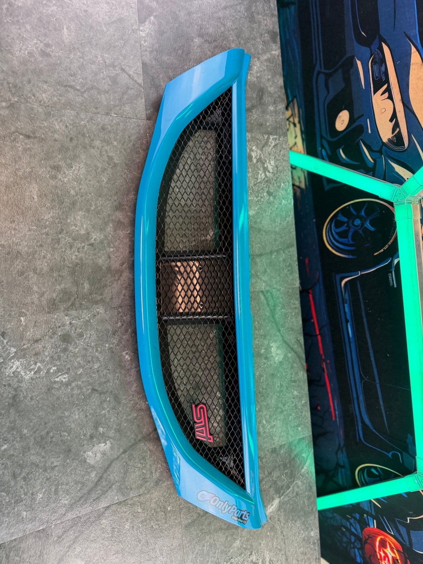 2008 - 2010 Subaru STi oem optional “ sport “ mesh grille assembly w: STi badge