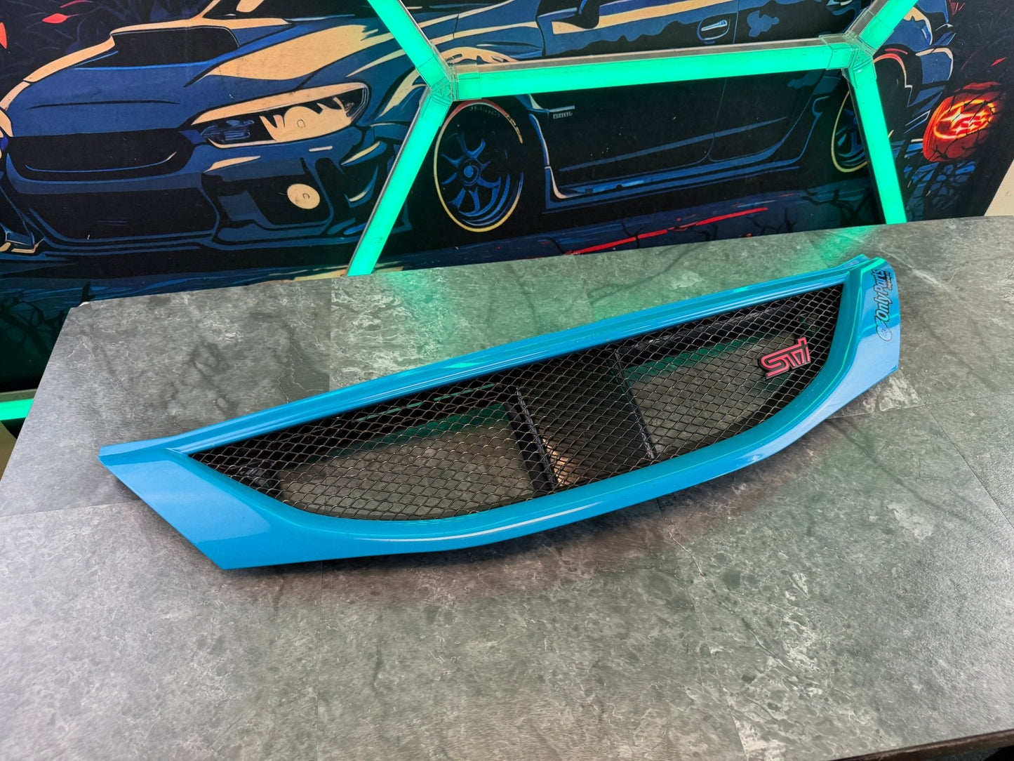 2008 - 2010 Subaru STi oem optional “ sport “ mesh grille assembly w: STi badge