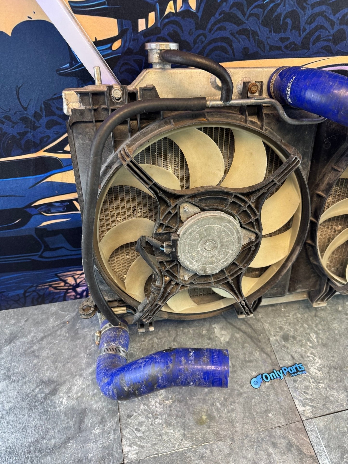 2008-2021 Subaru STi / 2008-2014 Subaru WRX All Aluminum Koyorad Radiator With OEM Fan Shroud And Torque Solution Rad Hoses