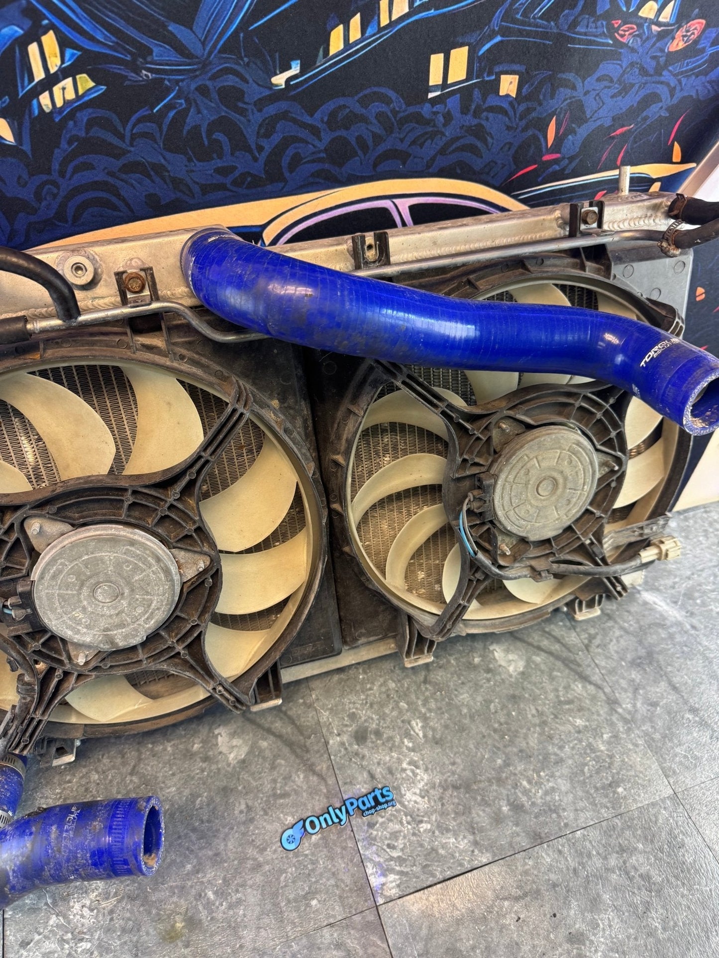 2008-2021 Subaru STi / 2008-2014 Subaru WRX All Aluminum Koyorad Radiator With OEM Fan Shroud And Torque Solution Rad Hoses