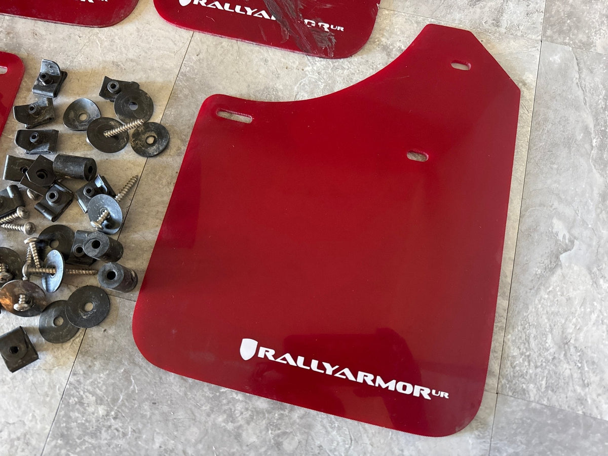 Rally Armor UR Mud Flap Red White Logo 2002-2007 Subaru WRX STi RS 2.5i