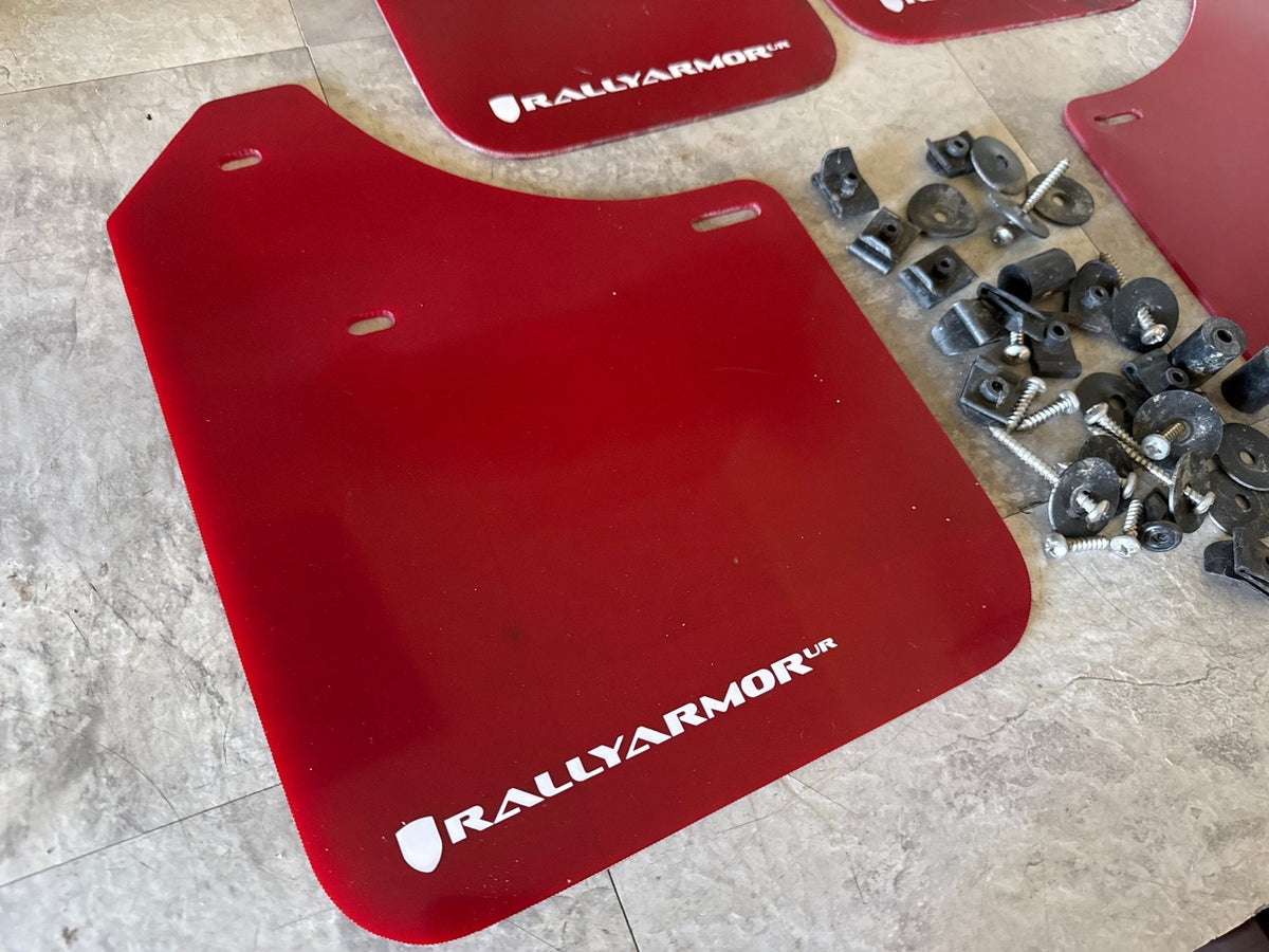 Rally Armor UR Mud Flap Red White Logo 2002-2007 Subaru WRX STi RS 2.5i