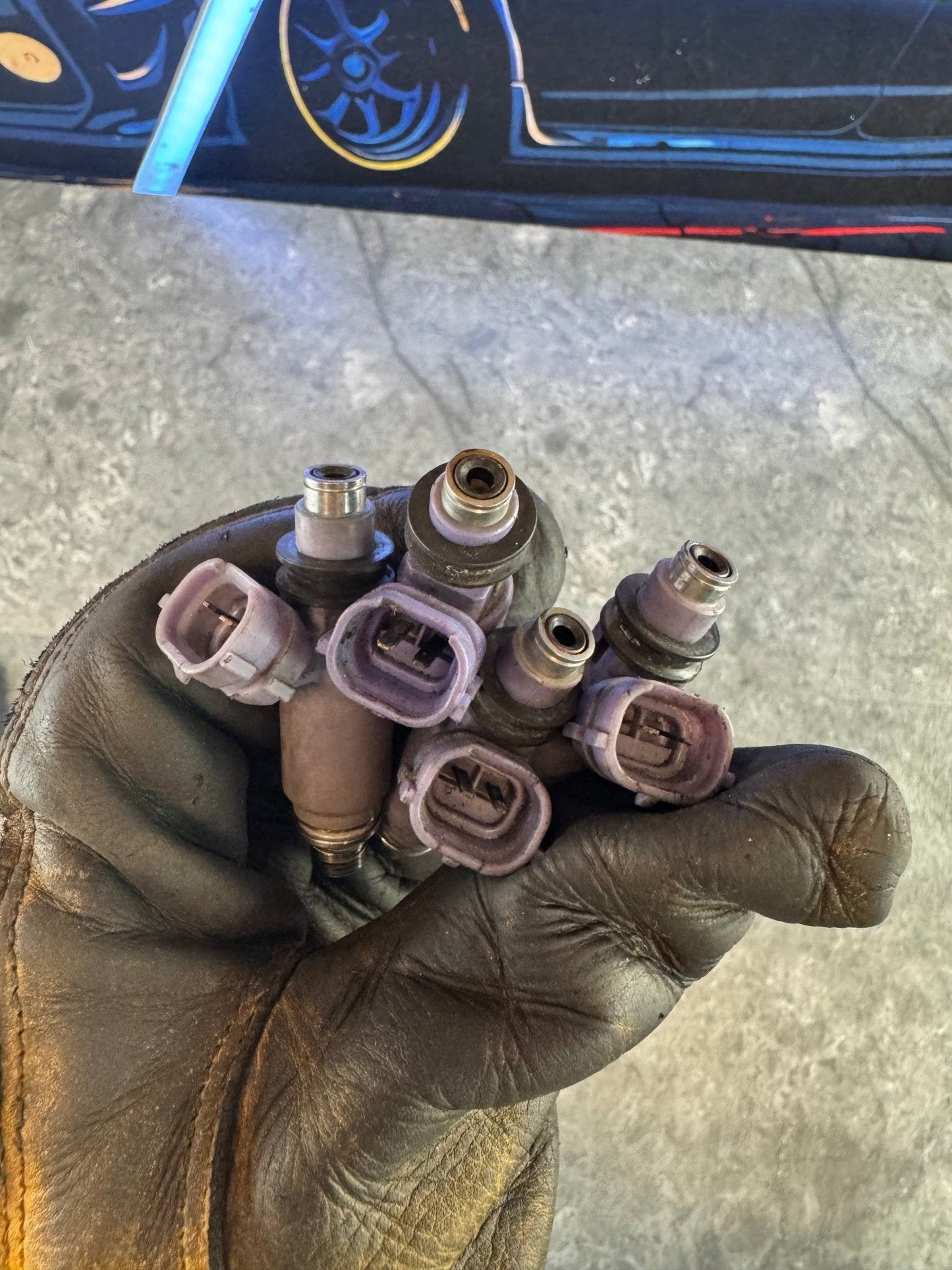 2002 Subaru Impreza WRX OEM -05 Top Feed Fuel Injectors Light Blue X4
