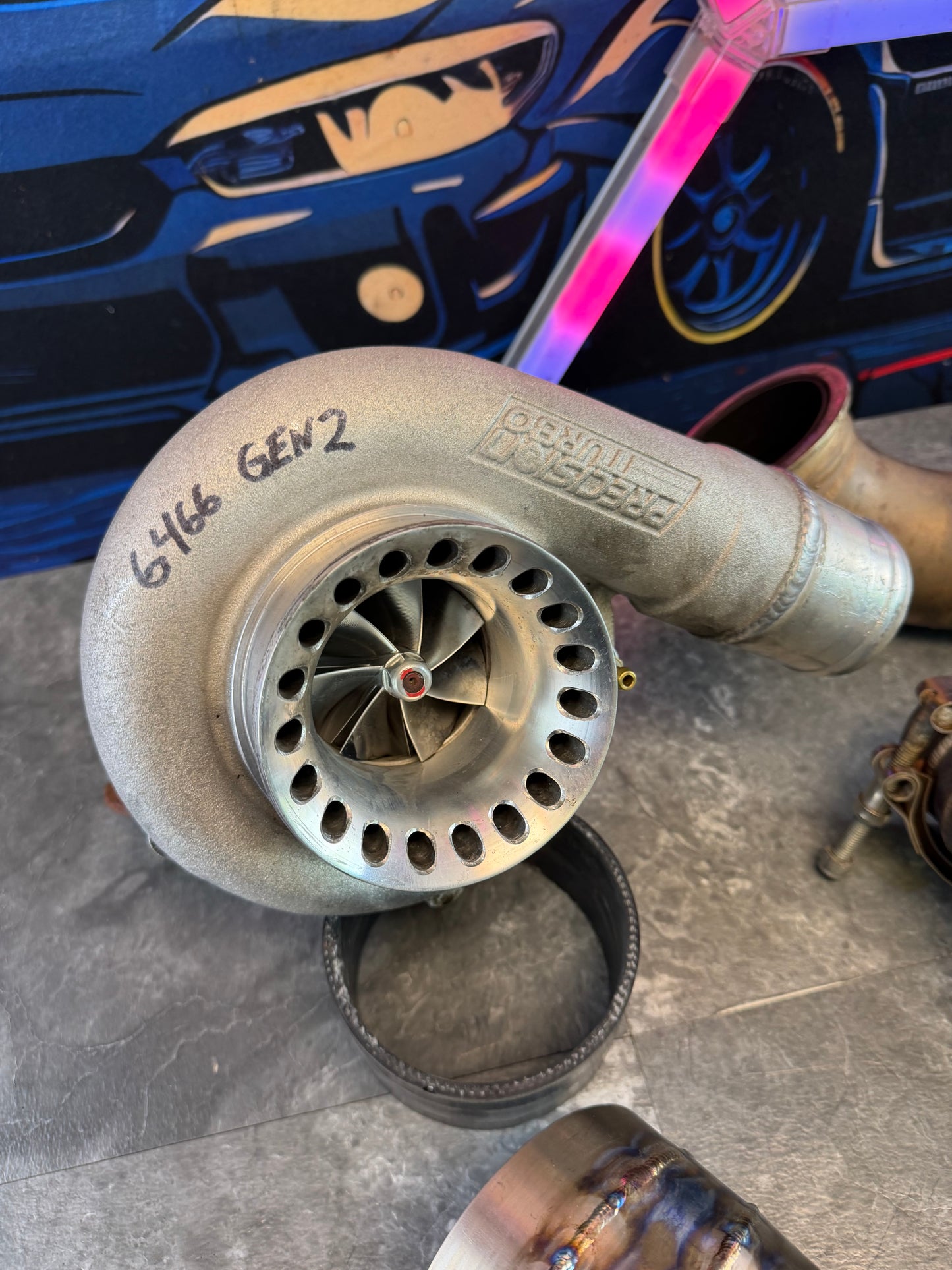 CUSTOM rotated turbo kit ( like ETS ) 08-21 STi 08-14 WRX w: PTE 6466 gen 900 HP & custom pie cut TITANIUM intake SUBARU