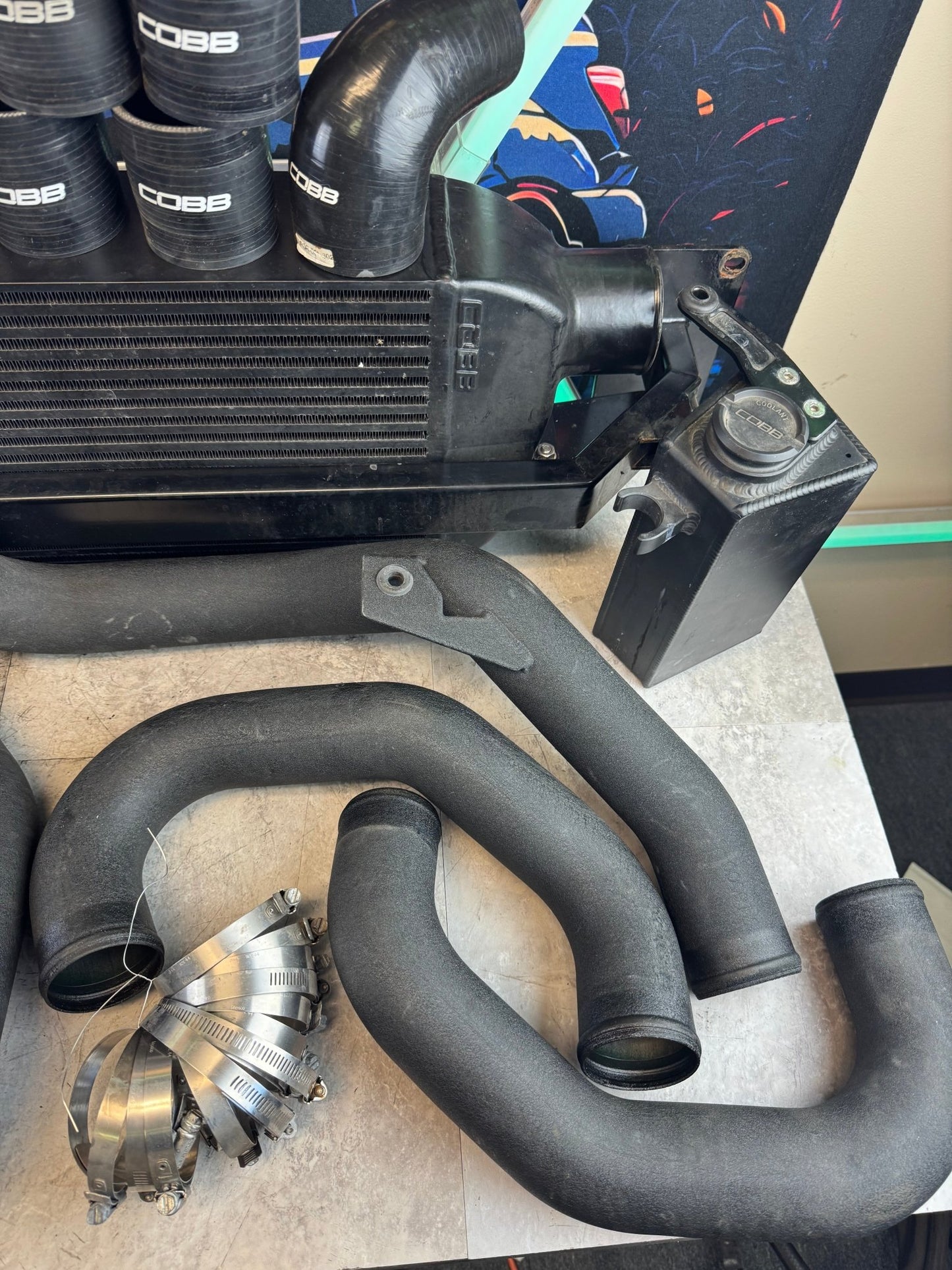 Cobb 4" Speed Density Front Mount Intercooler Kit With Coolant Overflow For 15-21 STi